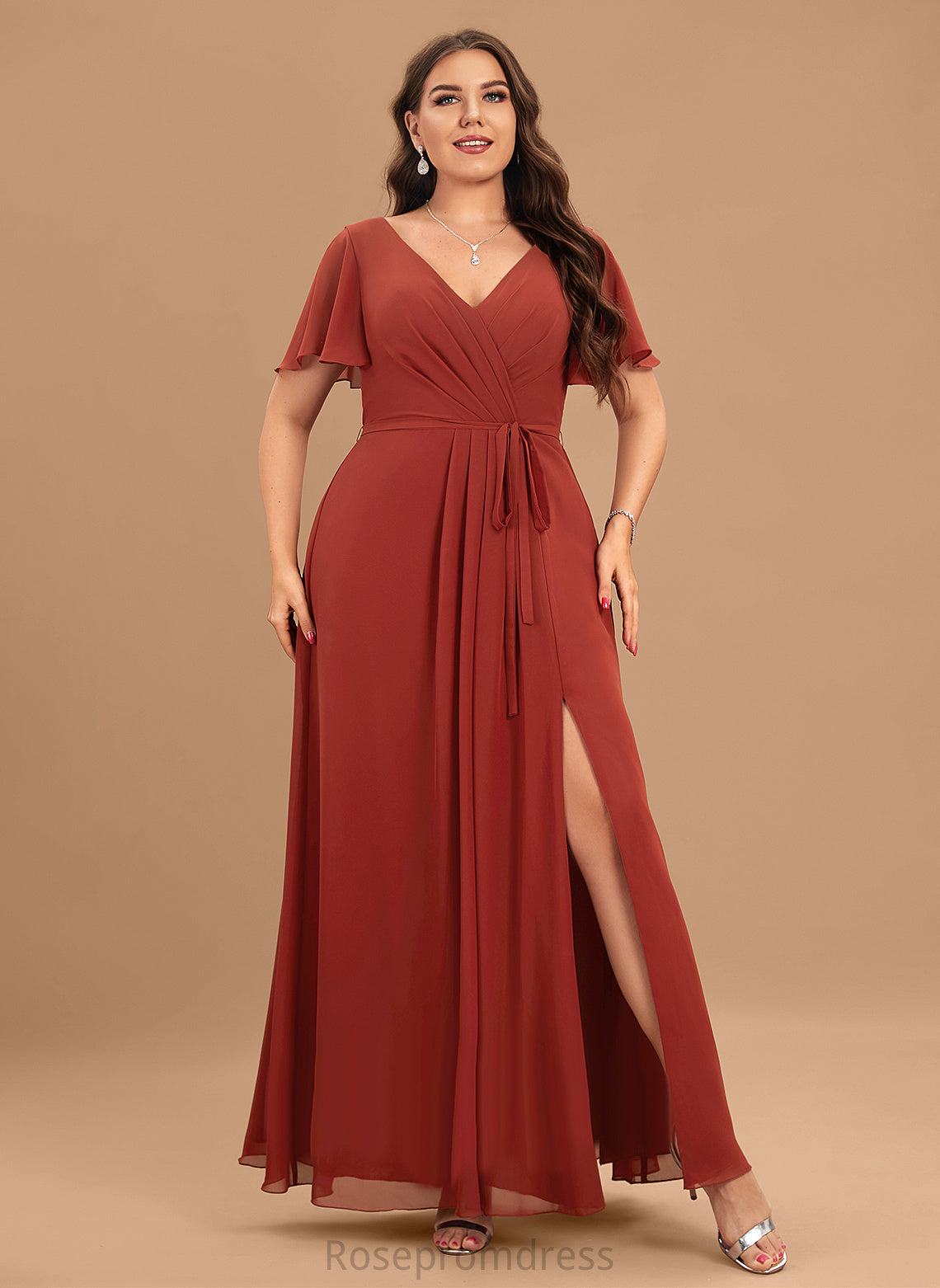 Embellishment Silhouette Floor-Length A-Line Neckline Fabric Length V-neck SplitFront Kira Floor Length Sleeveless Bridesmaid Dresses