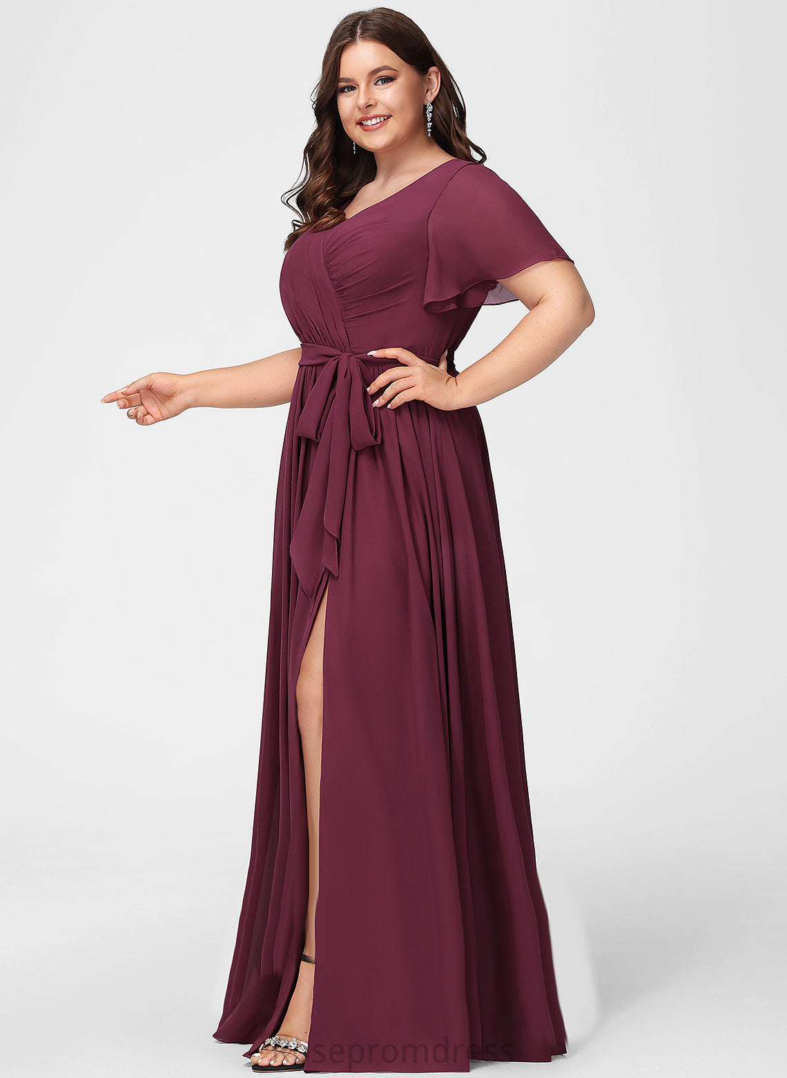 A-line Length Neckline V-Neck Straps&Sleeves Silhouette Fabric Floor-Length Angelique Sleeveless Trumpet/Mermaid Floor Length Bridesmaid Dresses