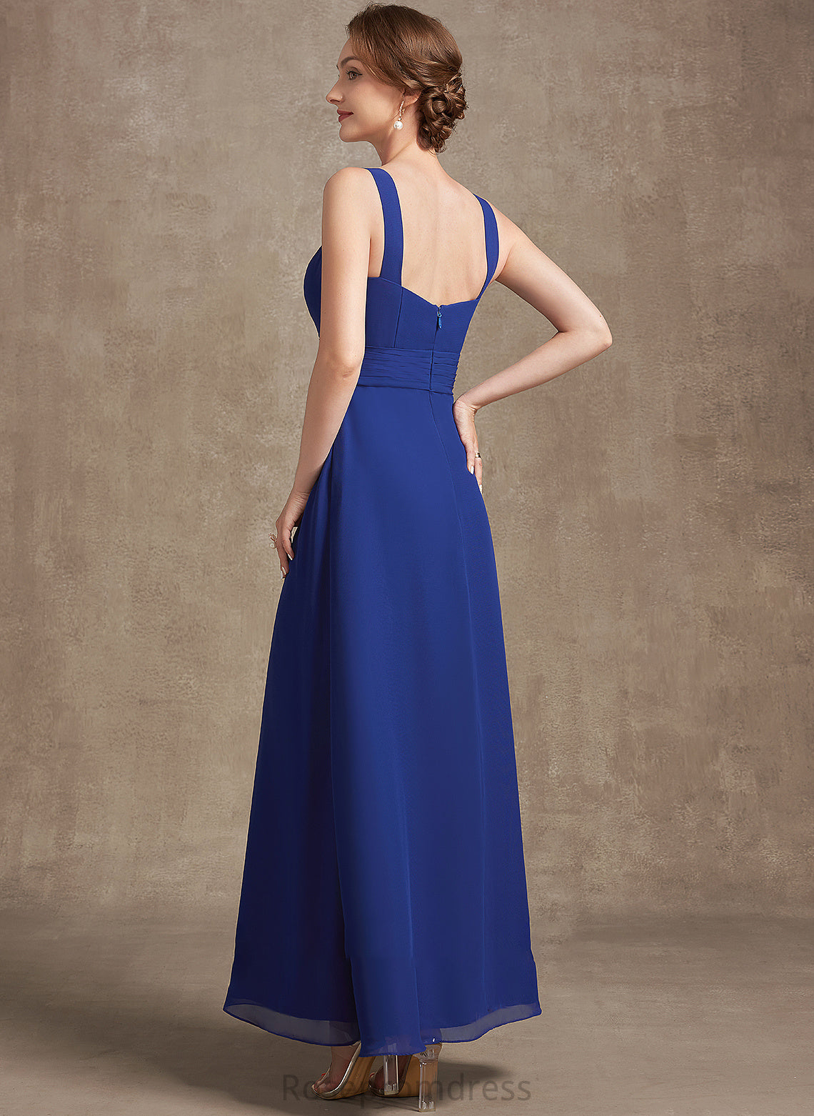 Chiffon With Mother Mother of the Bride Dresses A-Line Neckline Elena the Ruffle Ankle-Length of Dress Square Bride