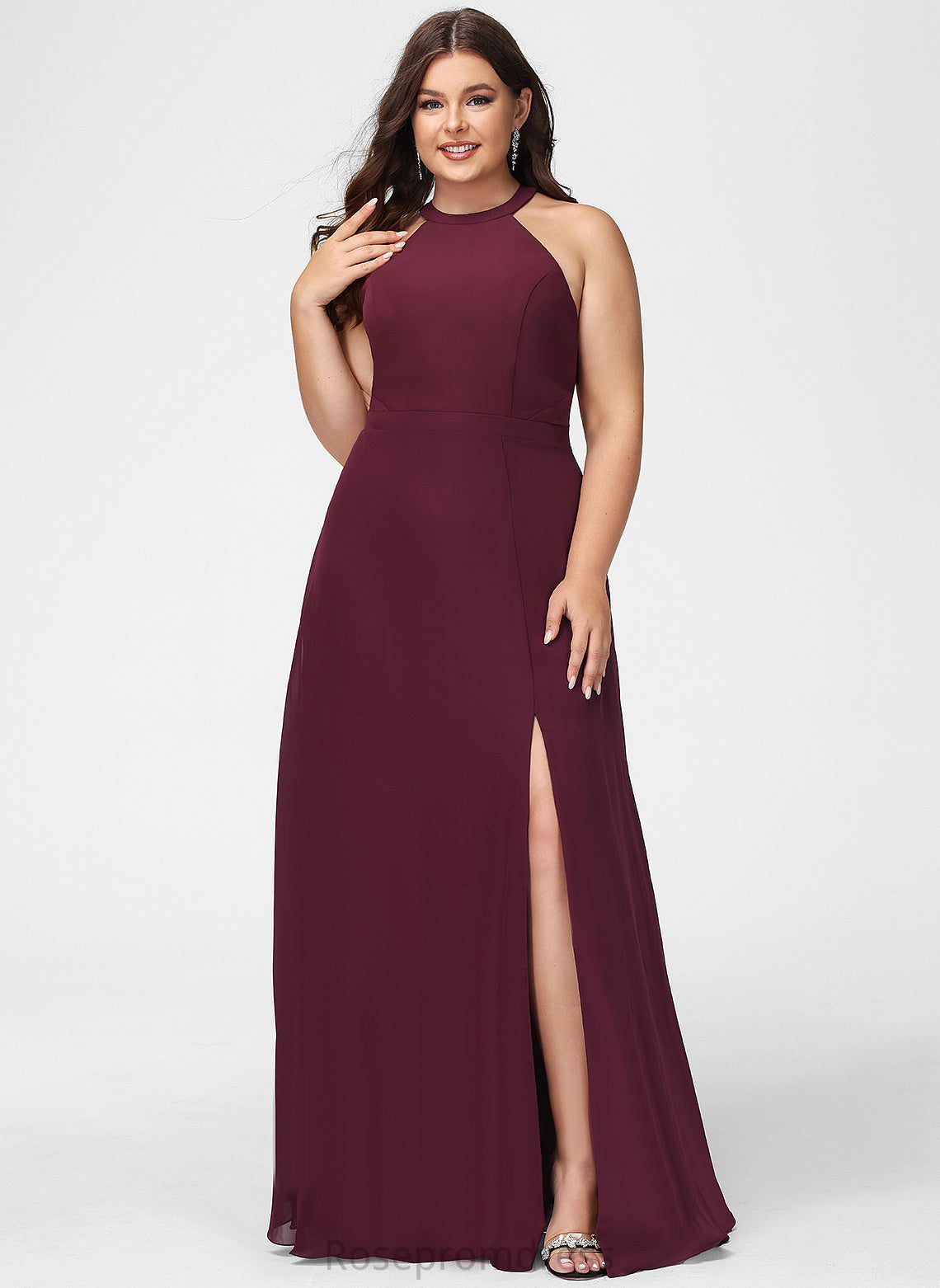 Silhouette HighNeck Neckline A-line Straps&Sleeves Length Floor-Length Fabric Alisha Floor Length Natural Waist Sleeveless Bridesmaid Dresses