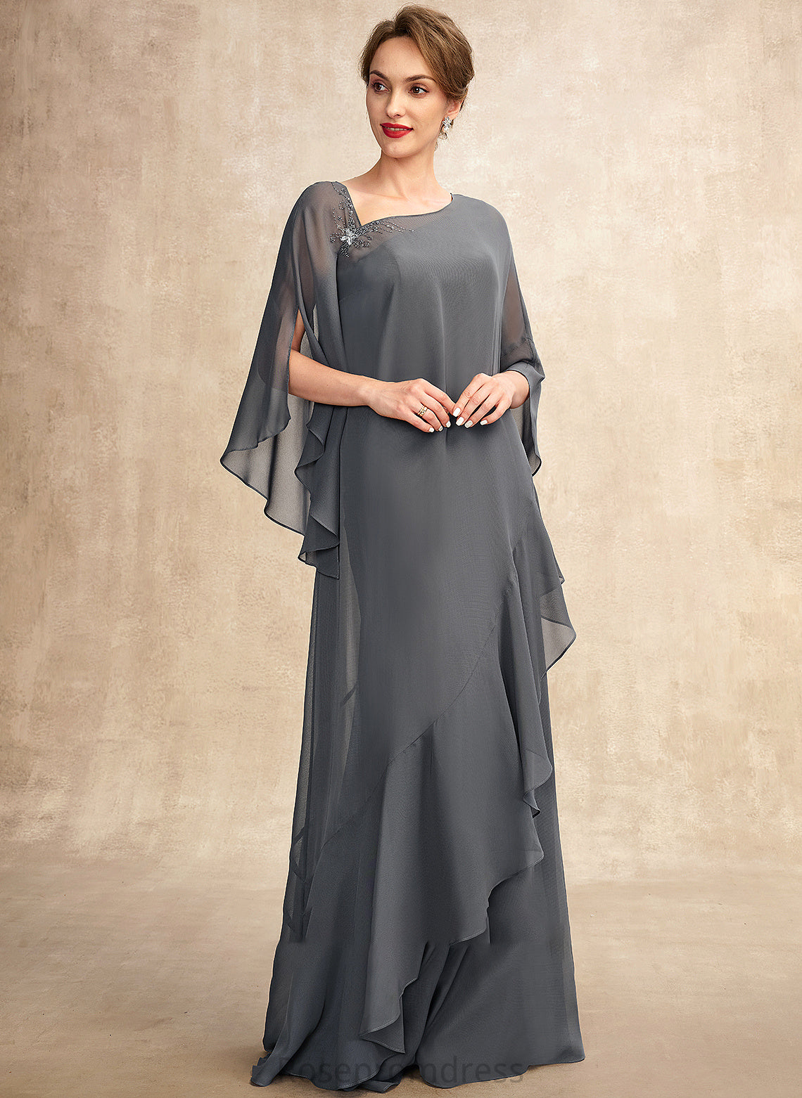 Bride One-Shoulder Mother of the Bride Dresses Kyla of Dress Chiffon Mother Sheath/Column the Floor-Length