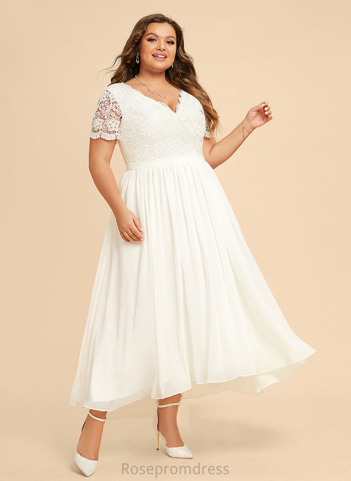 Dress Wedding Dresses Asymmetrical Wedding Lace With A-Line V-neck Morgan Chiffon