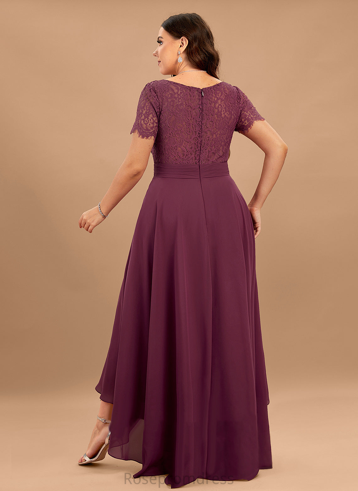 Length Asymmetrical Pleated Silhouette Neckline V-neck Embellishment A-Line Fabric Adeline Bridesmaid Dresses