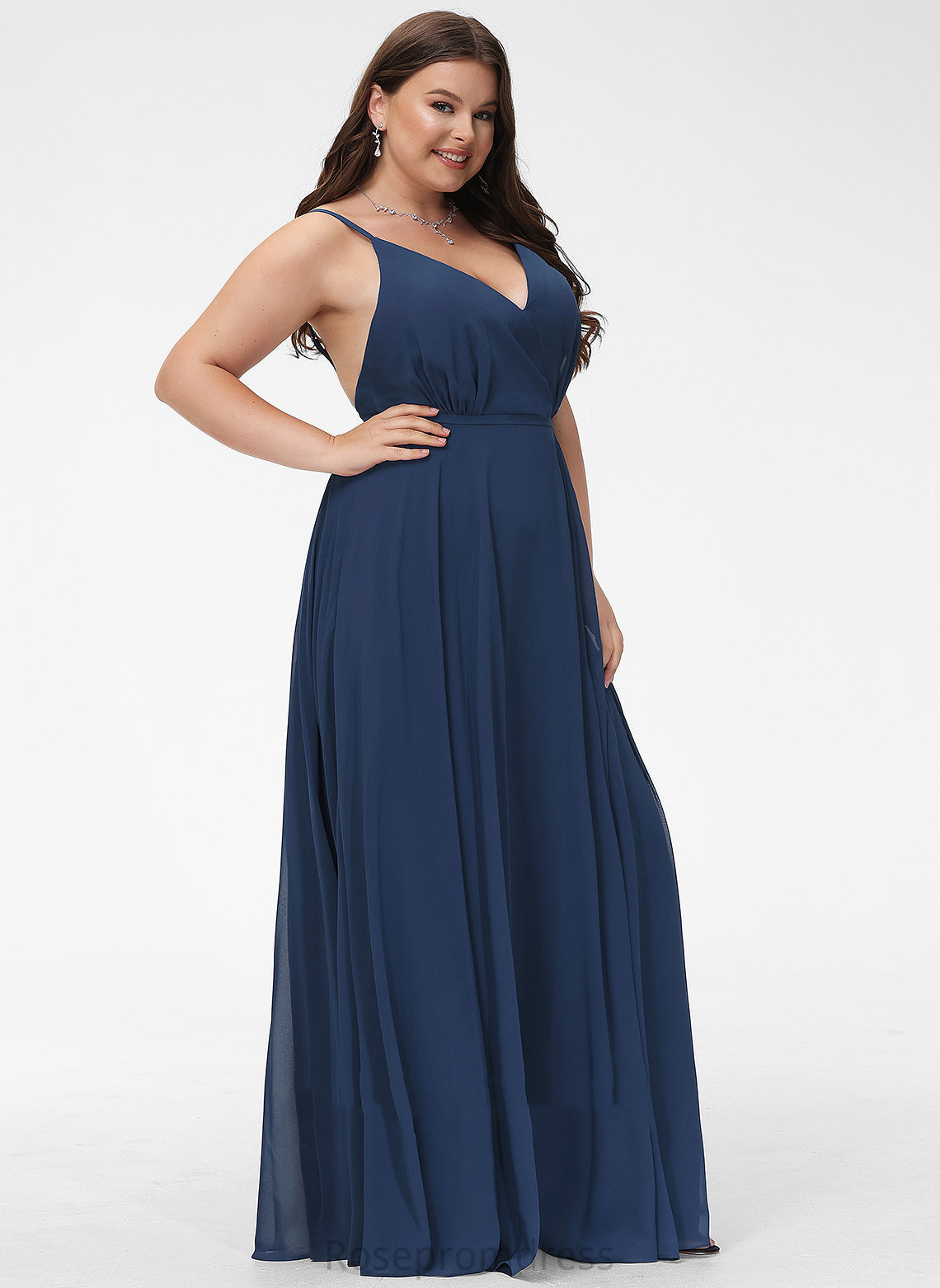 Silhouette Floor-Length Neckline Length Fabric A-Line Straps&Sleeves V-neck Melina Bridesmaid Dresses