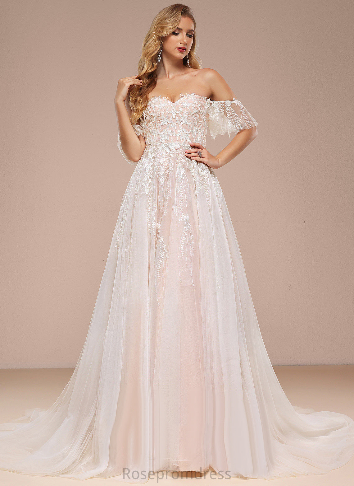 Dress Sequins Scarlett Court Wedding Ball-Gown/Princess Sweetheart Wedding Dresses Train Ruffle Off-the-Shoulder Tulle With Lace