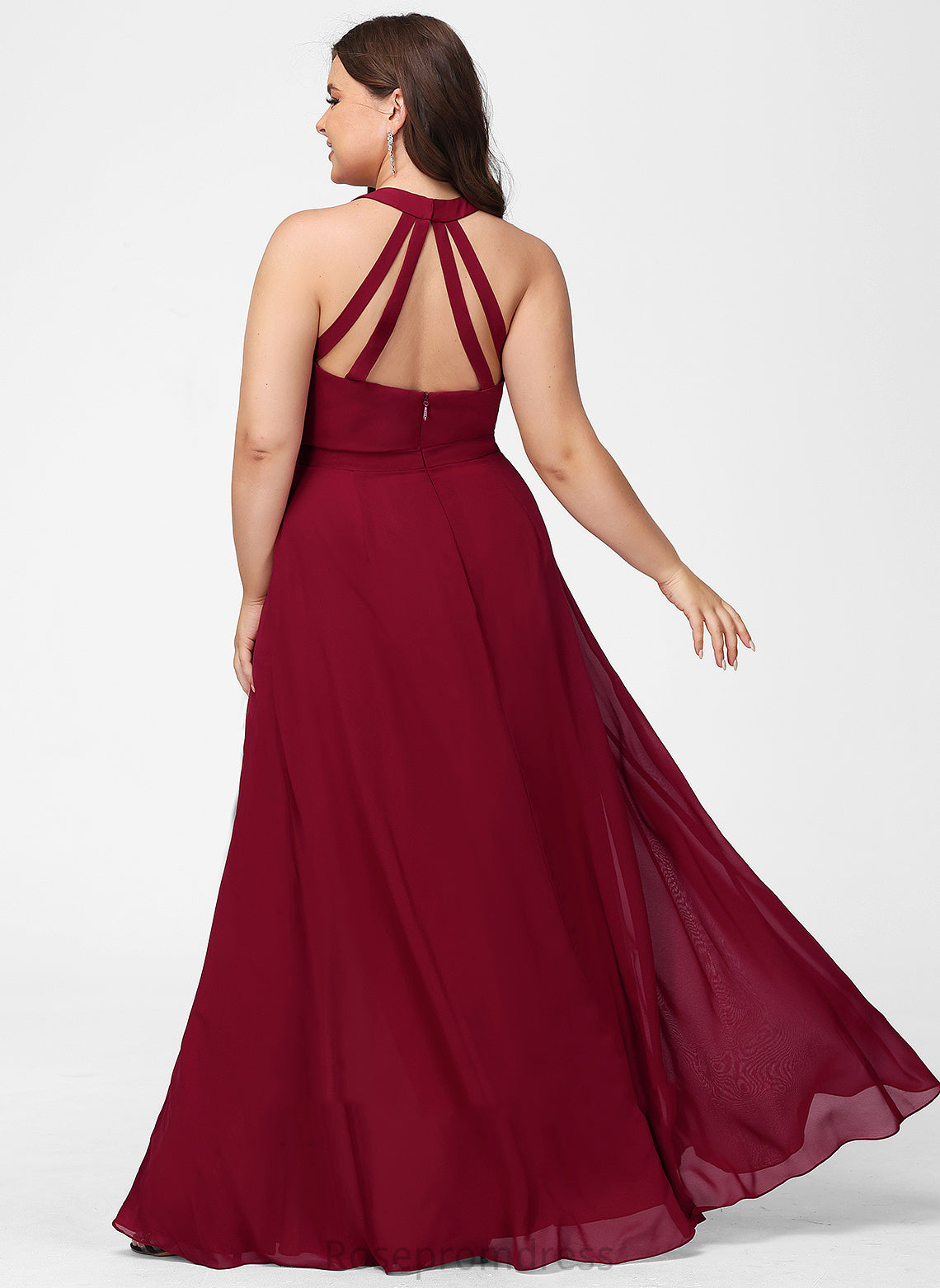 Length Silhouette Neckline A-Line Fabric Straps V-neck Floor-Length Leslie Bridesmaid Dresses