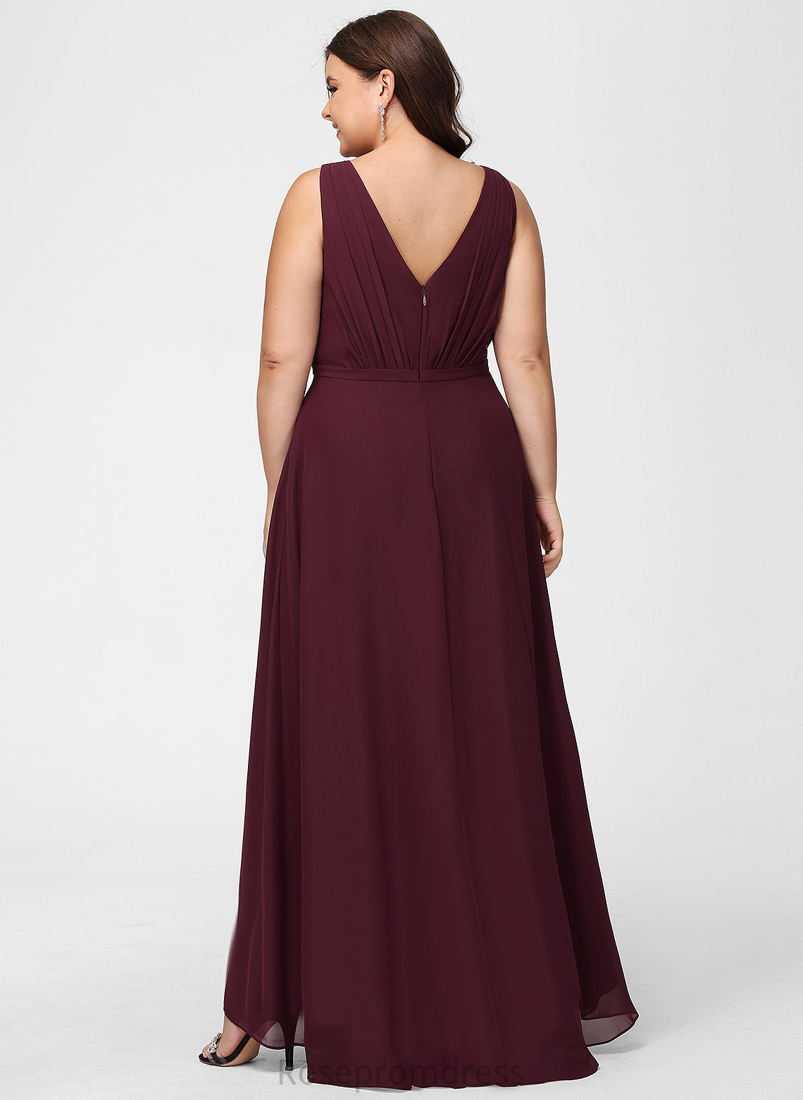 V-Neck A-line Neckline Silhouette Length Asymmetrical Fabric Straps&Sleeves Charlize Sleeveless Floor Length A-Line/Princess Bridesmaid Dresses