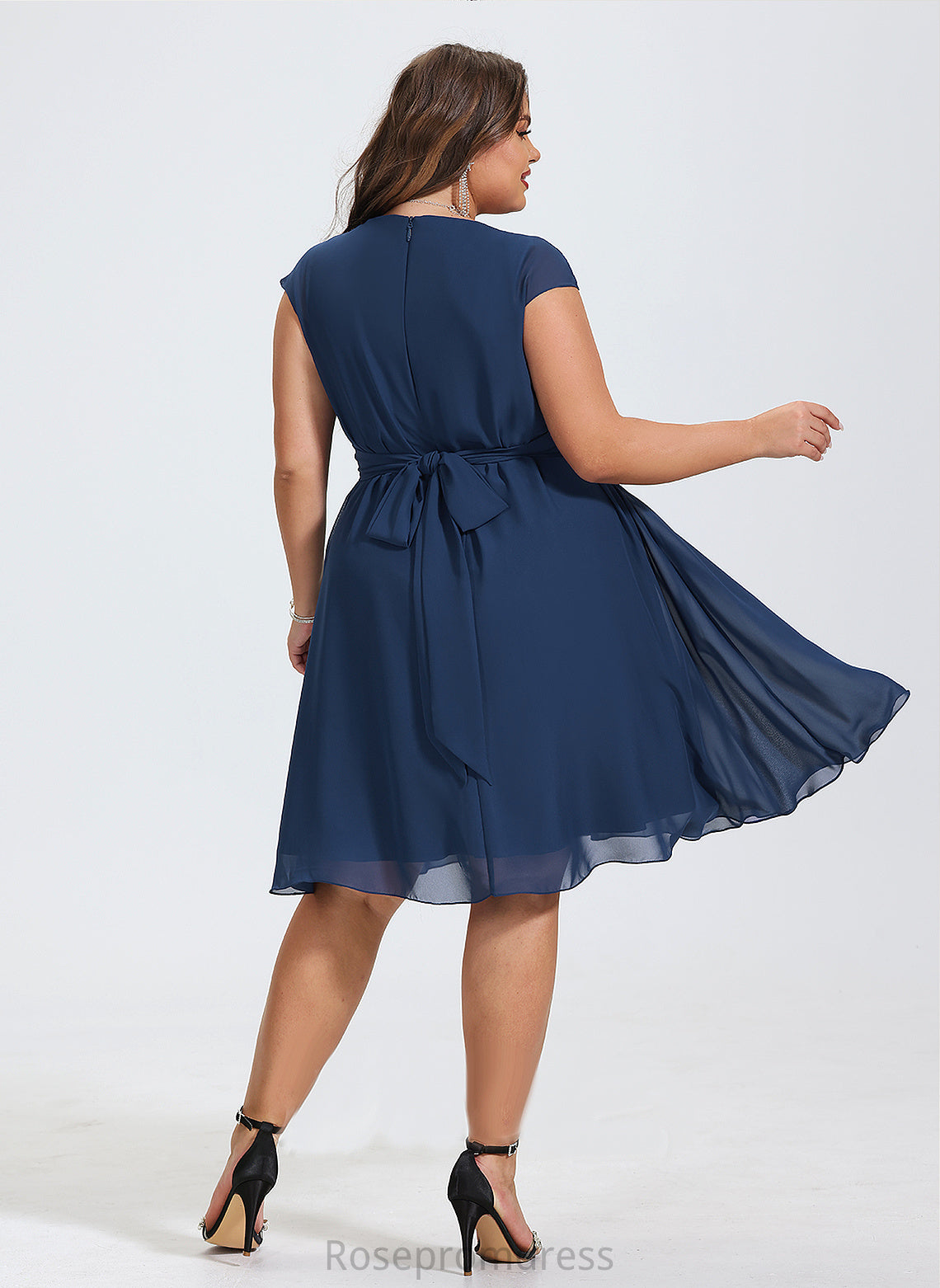 Chiffon With Homecoming Dresses V-neck A-Line Homecoming Knee-Length Dress Karma Ruffle