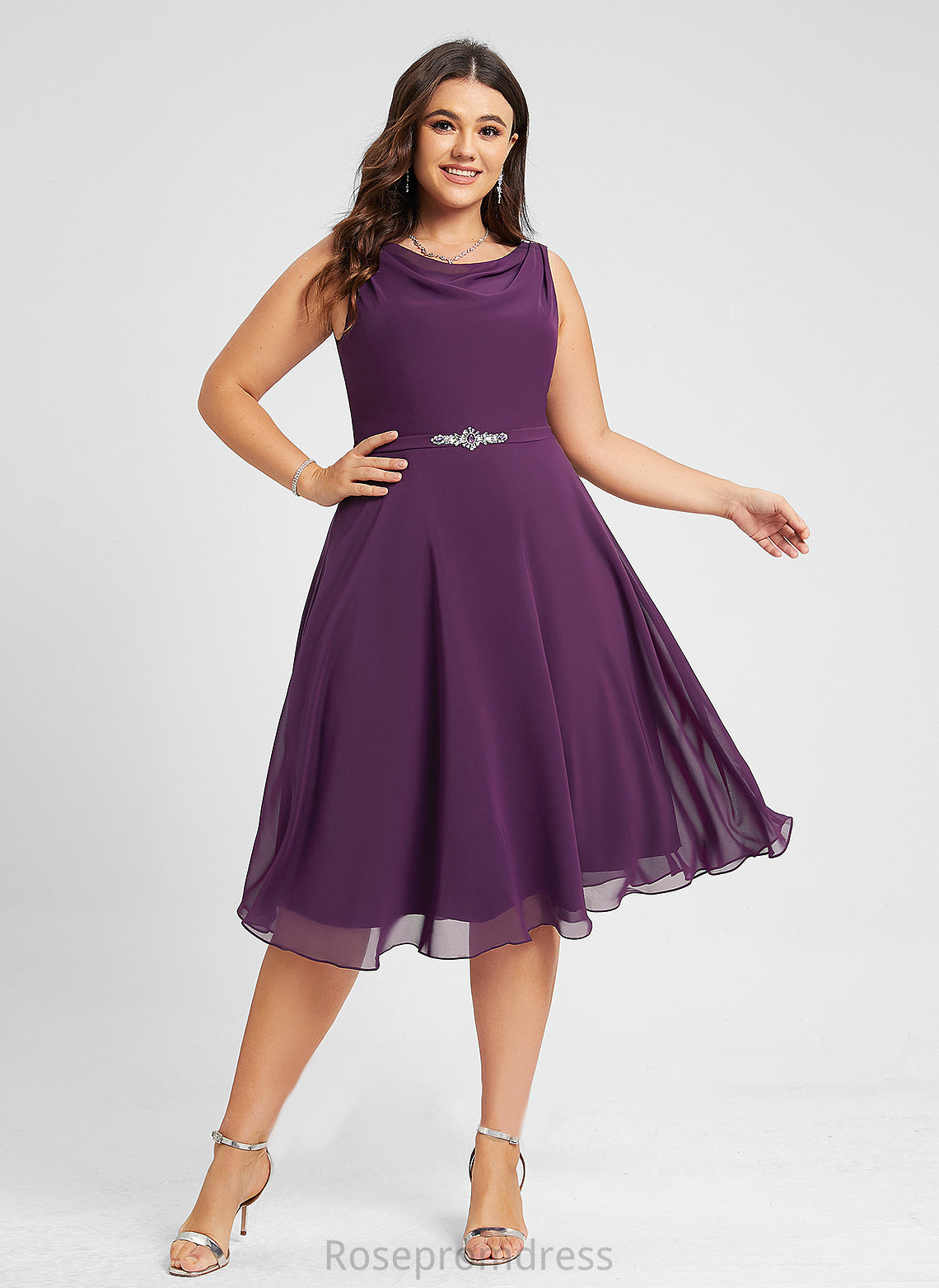 Cowl Beading Sequins Alexia With Neck Chiffon Knee-Length A-Line Cocktail Dresses Cocktail Dress