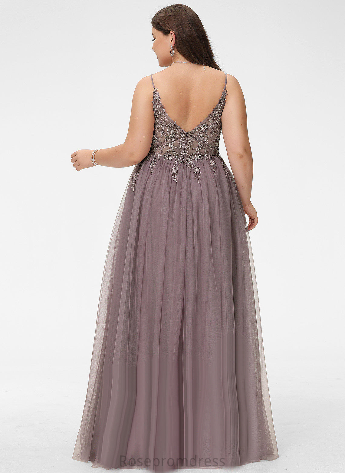 Tulle With Ball-Gown/Princess Prom Dresses V-neck Sequins Baylee Beading Floor-Length