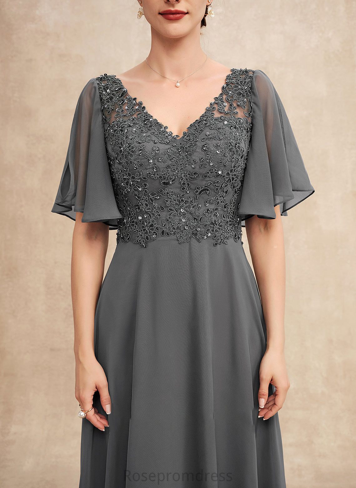 With Dress Bride Beading V-neck Floor-Length A-Line Mother of the Bride Dresses Mother of Lace Melody Sequins the Chiffon