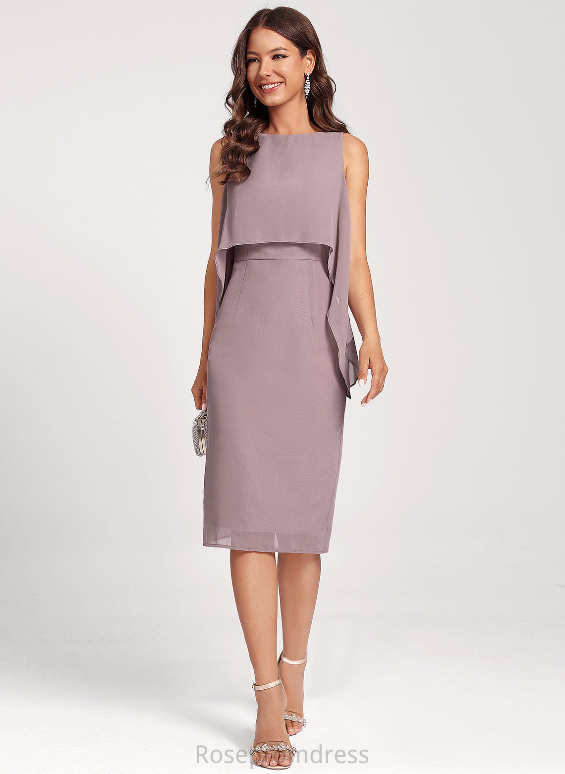 Club Dresses Knee-Length Kim Cocktail Dress Sheath/Column Scoop Chiffon Neck