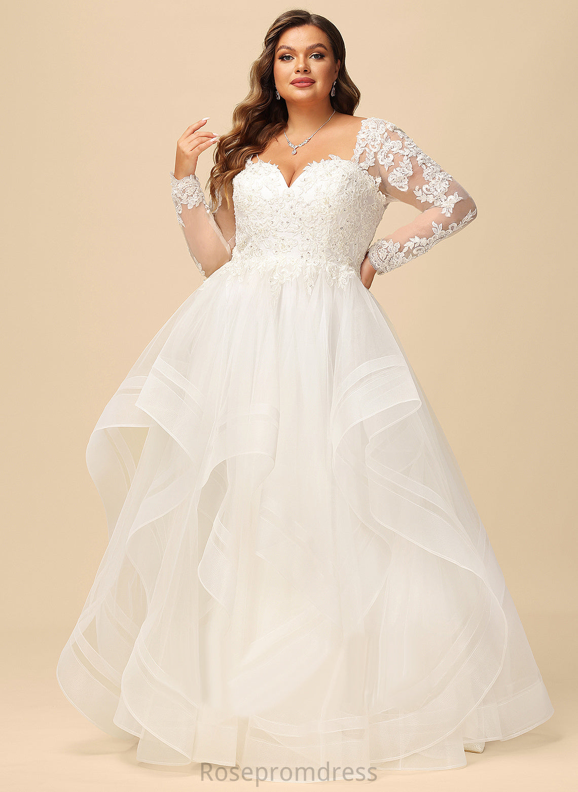 V-neck Lace Wedding Beading Floor-Length Ball-Gown/Princess Dress With Wedding Dresses Tulle Sequins Lynn