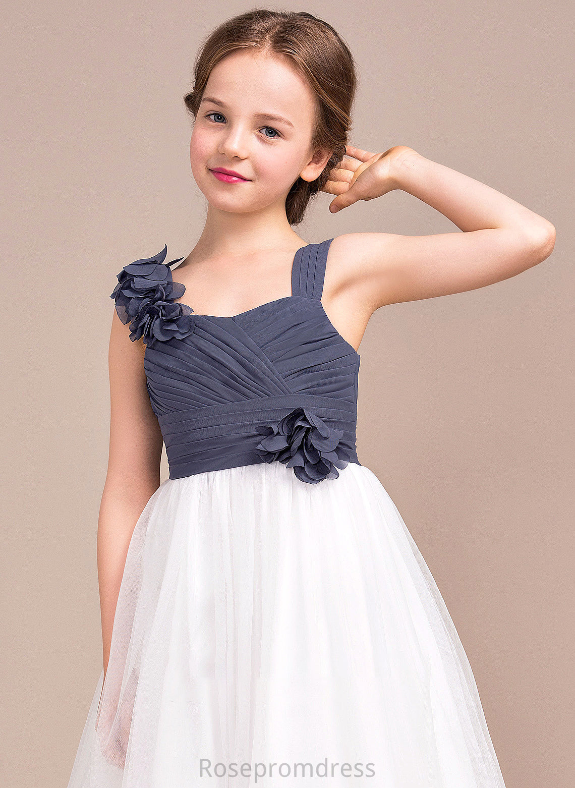 Tulle With Flower(s) Chiffon Junior Bridesmaid Dresses Jada A-Line Sweetheart Ruffle Floor-Length