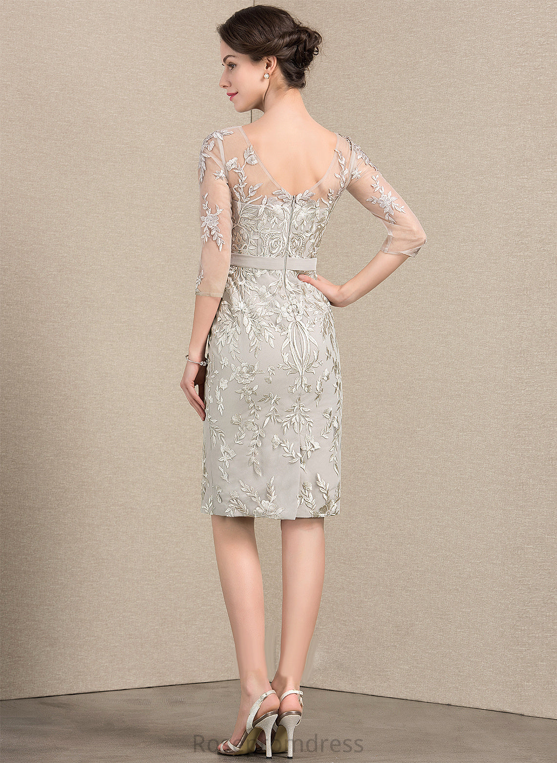 Mother of the Bride Dresses Lace of V-neck Sheath/Column Bride Mother the Dress Knee-Length Keely