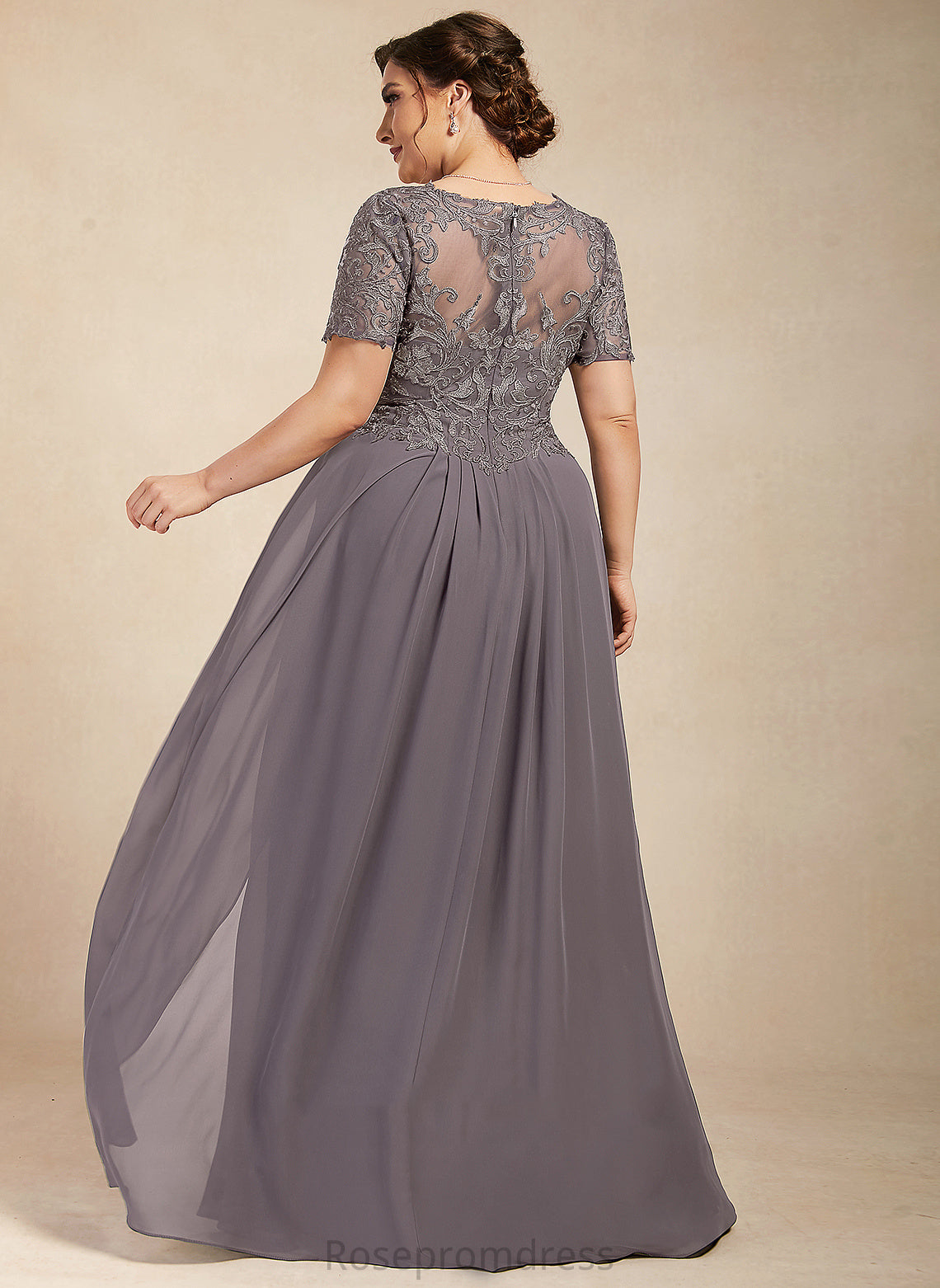 A-line Lace Dresses V-Neck Chiffon Norma Formal Dresses