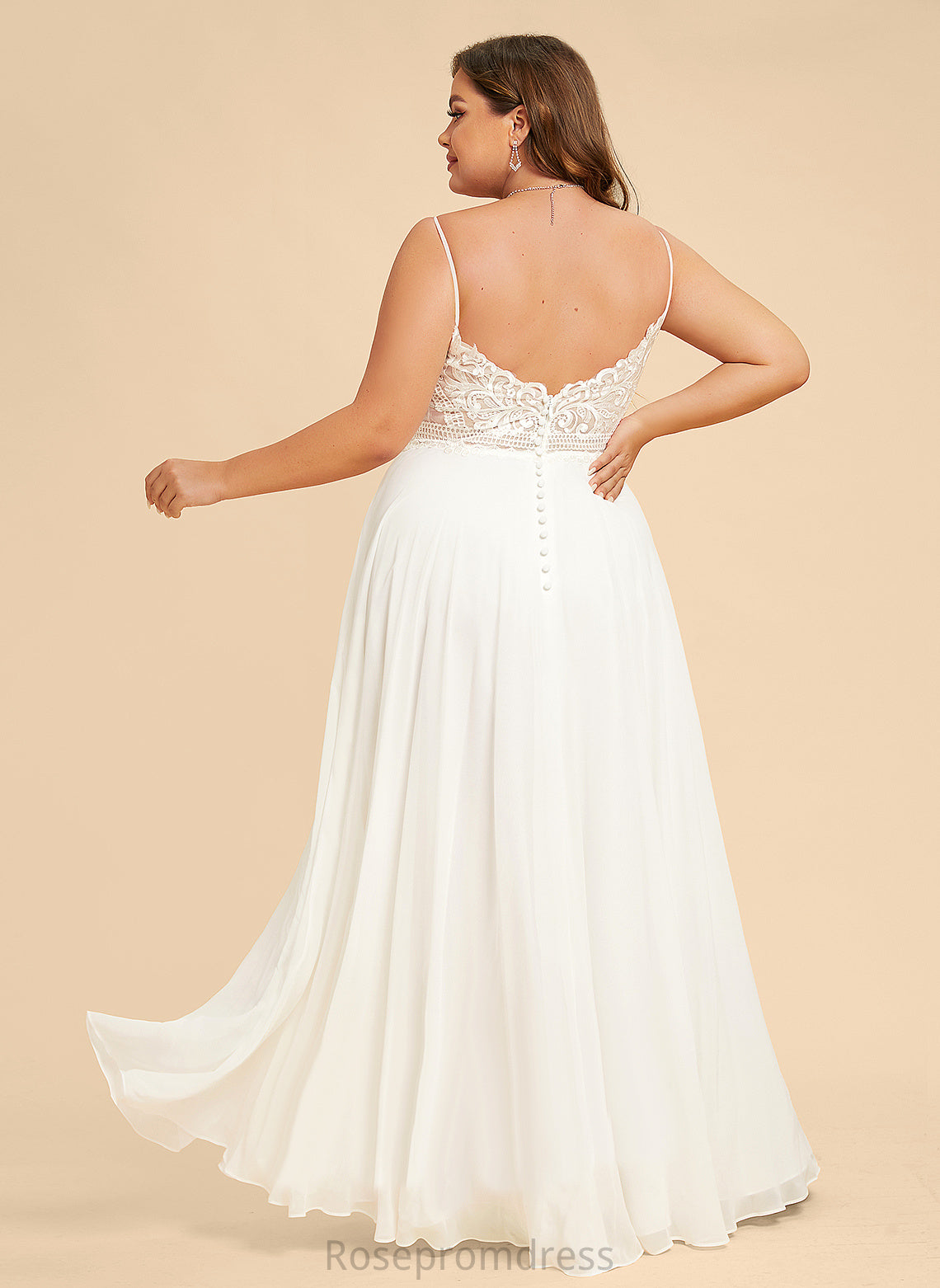 Chiffon Lace A-Line With Split Wedding Dresses Front V-neck Wedding Dress Catherine Floor-Length