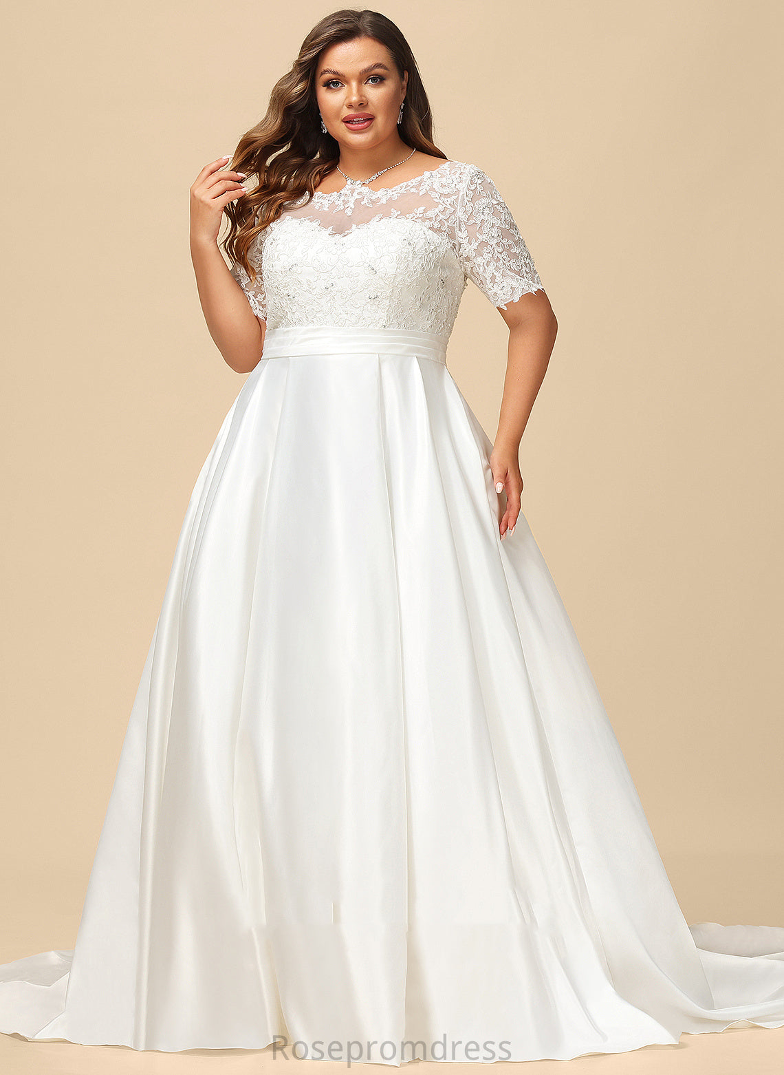 With Satin Wedding Dresses Chaya Dress Lace Sequins Pockets Beading Ball-Gown/Princess Train Court Wedding