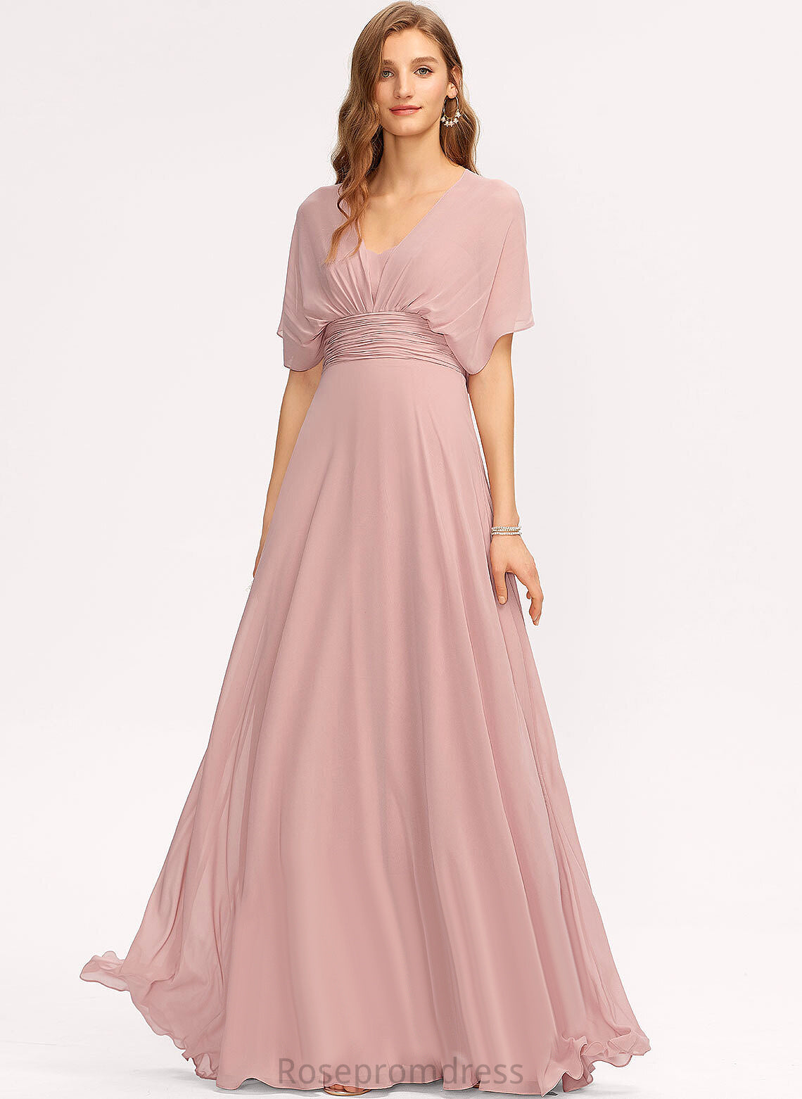 OneShoulder Length Fabric Halter Silhouette Straps&Sleeves Neckline Floor-Length V-Neck A-line Lailah Bridesmaid Dresses