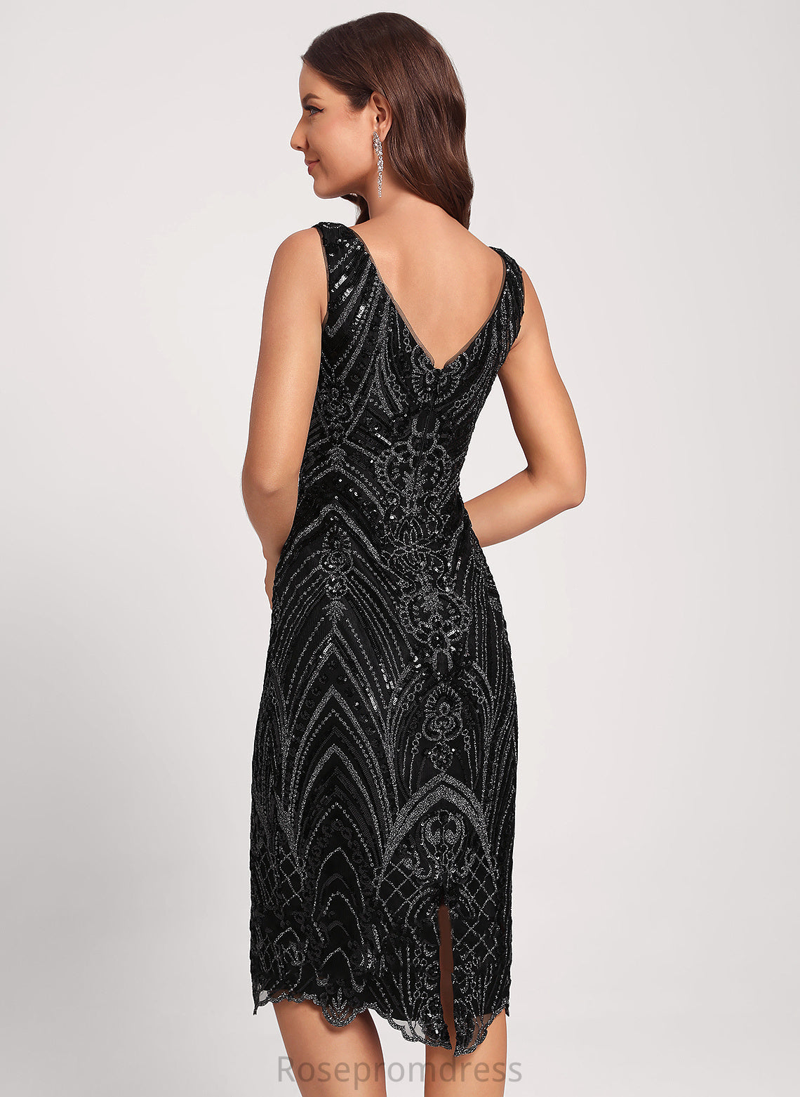 Sequined Shelby Knee-Length Dress Club Dresses Cocktail V-neck Bodycon