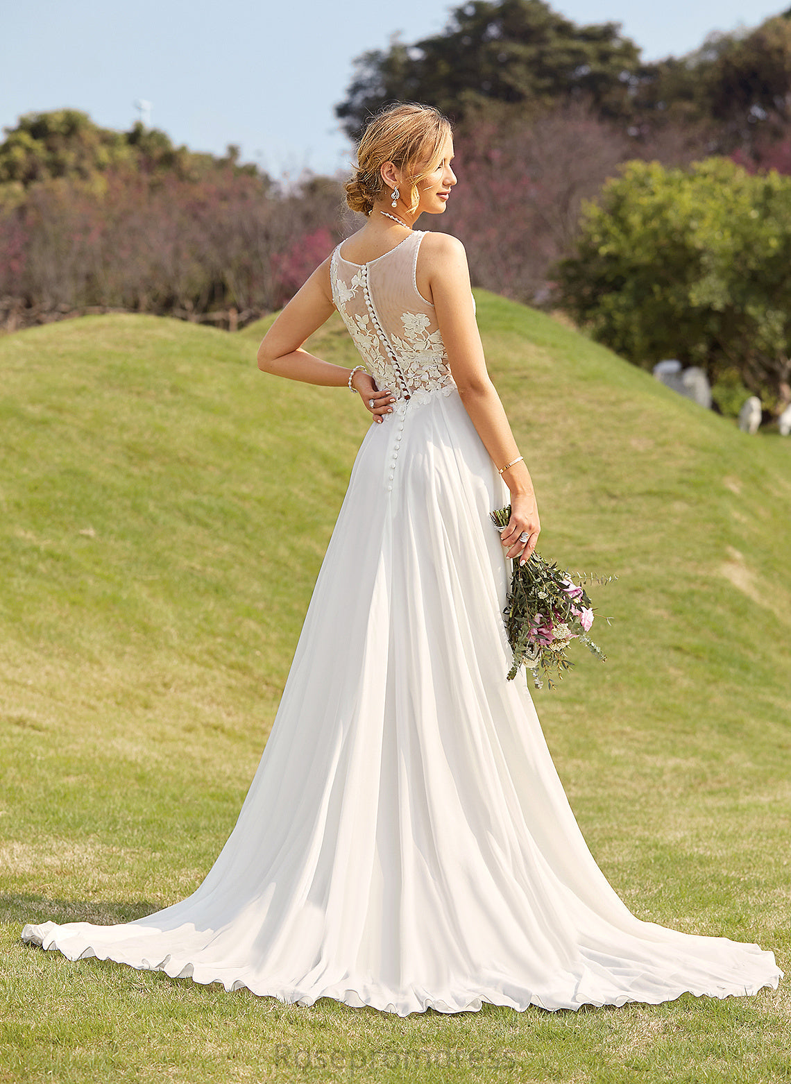 Wedding Dresses Beading Dress V-neck Chiffon Shyla Train Court Sequins Lace With A-Line Wedding