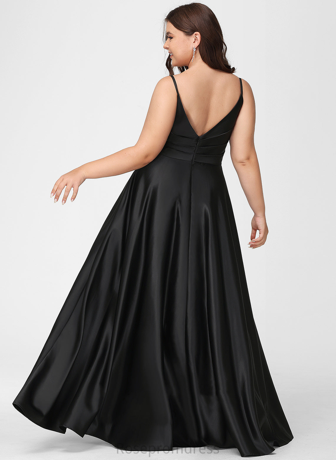 Prom Dresses V-neck A-Line Savanah With Floor-Length Satin Ruffle