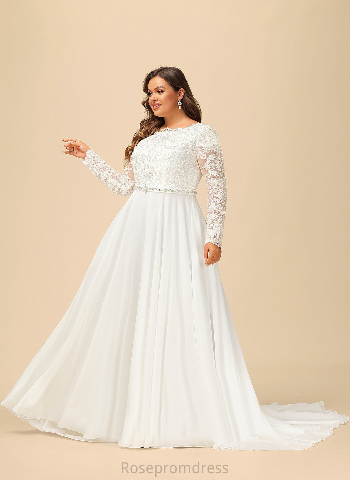 Train With Dress Briana Wedding Dresses Court Lace Wedding A-Line Chiffon Beading