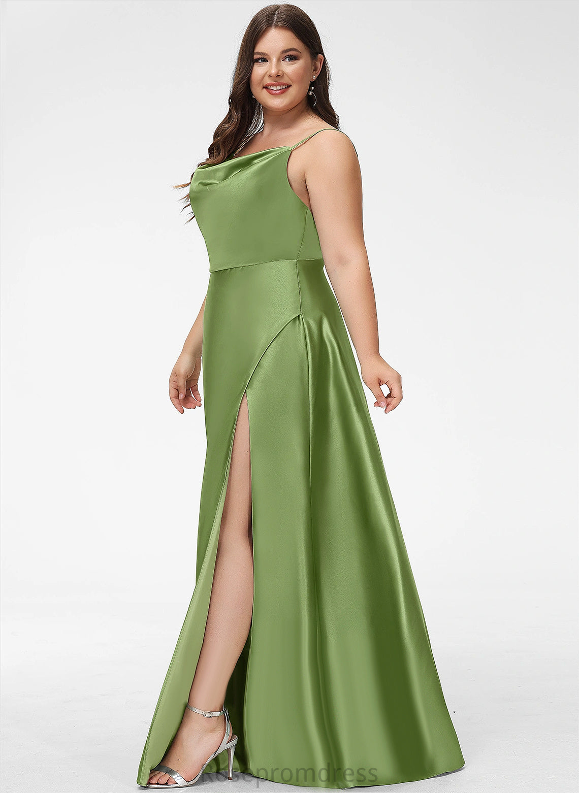 Fabric Neckline Cowl Satin Floor-Length Silhouette Straps&Sleeves A-line Length Zoie Natural Waist Scoop Bridesmaid Dresses