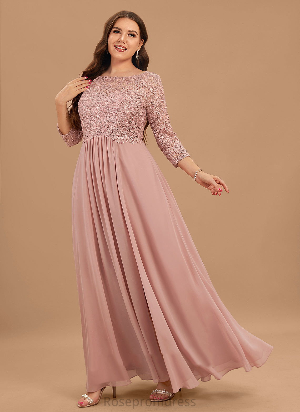 A-Line SplitFront Fabric Silhouette Length Floor-Length Neckline Embellishment ScoopNeck Rebekah A-Line/Princess V-Neck Bridesmaid Dresses