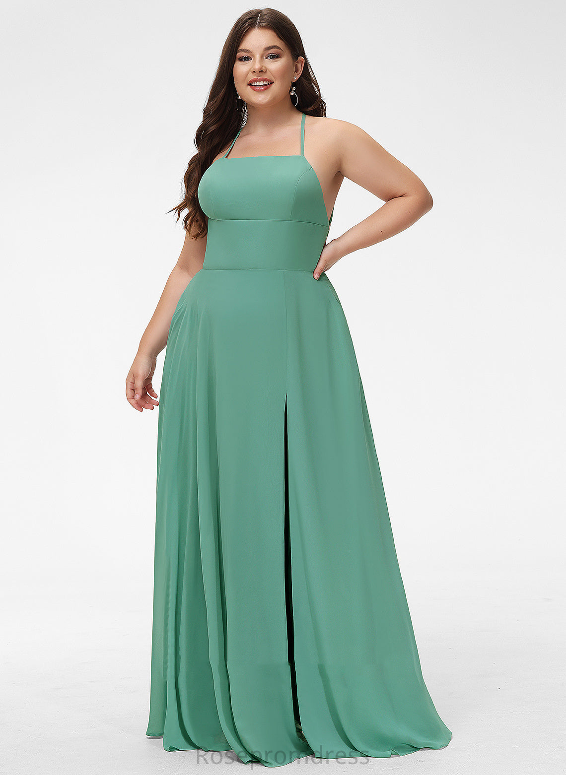 Floor-Length Pockets A-Line Fabric Neckline Embellishment SplitFront Silhouette SquareNeckline Length Kaylen Bridesmaid Dresses