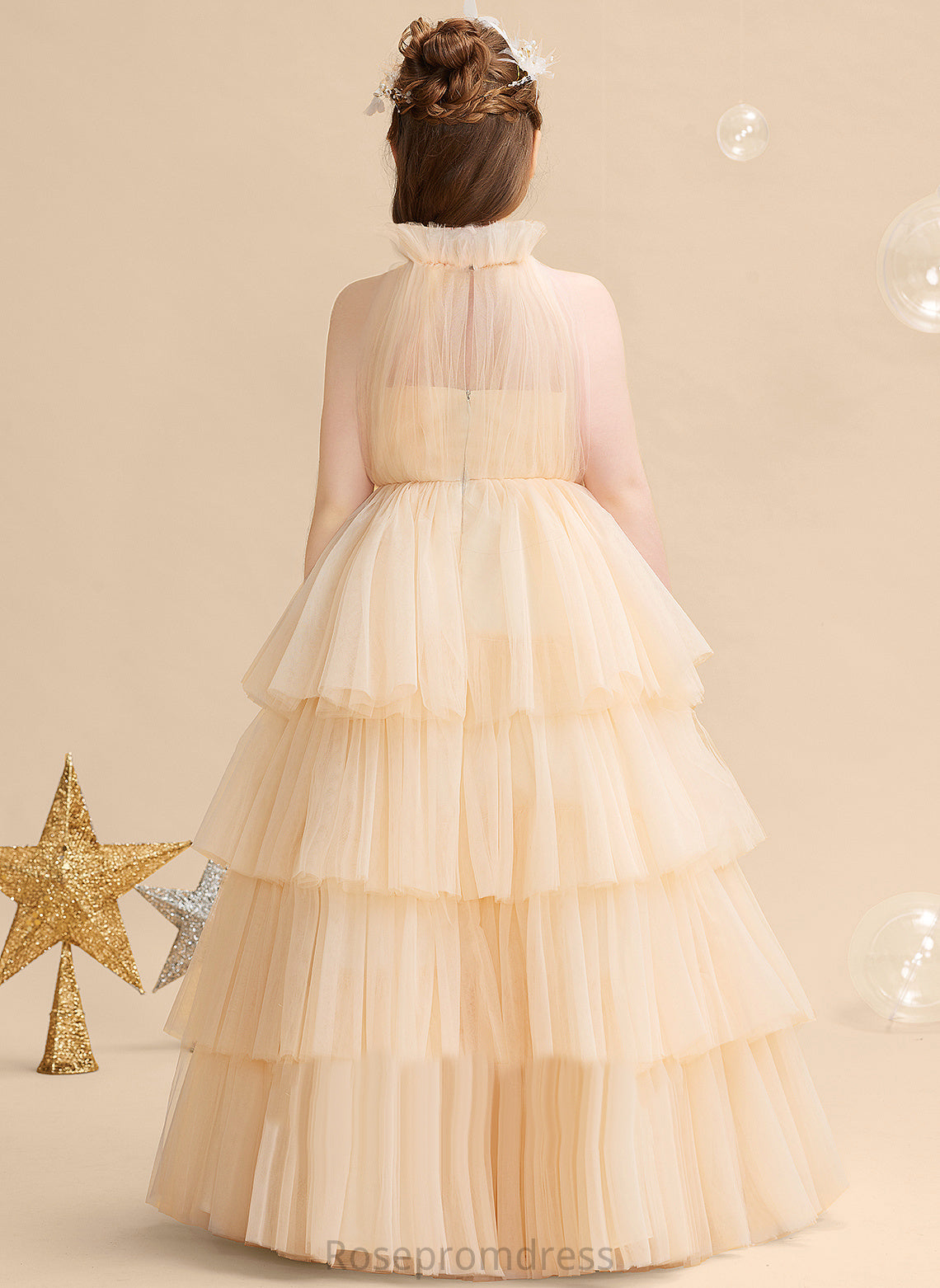 Floor-length Sleeveless Ball-Gown/Princess - Tulle Girl Flower Girl Dresses Neck Flower Dress High Renee