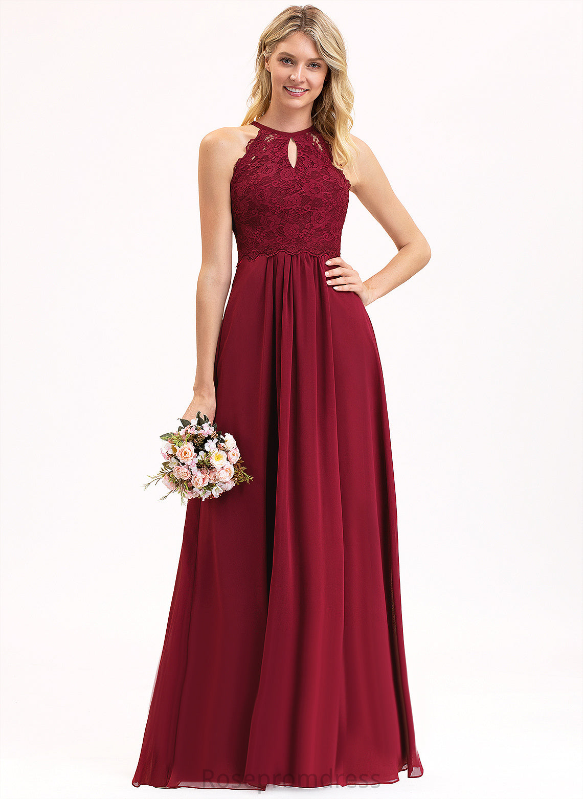 Jane Prom Dresses A-Line Scoop Lace Chiffon Floor-Length