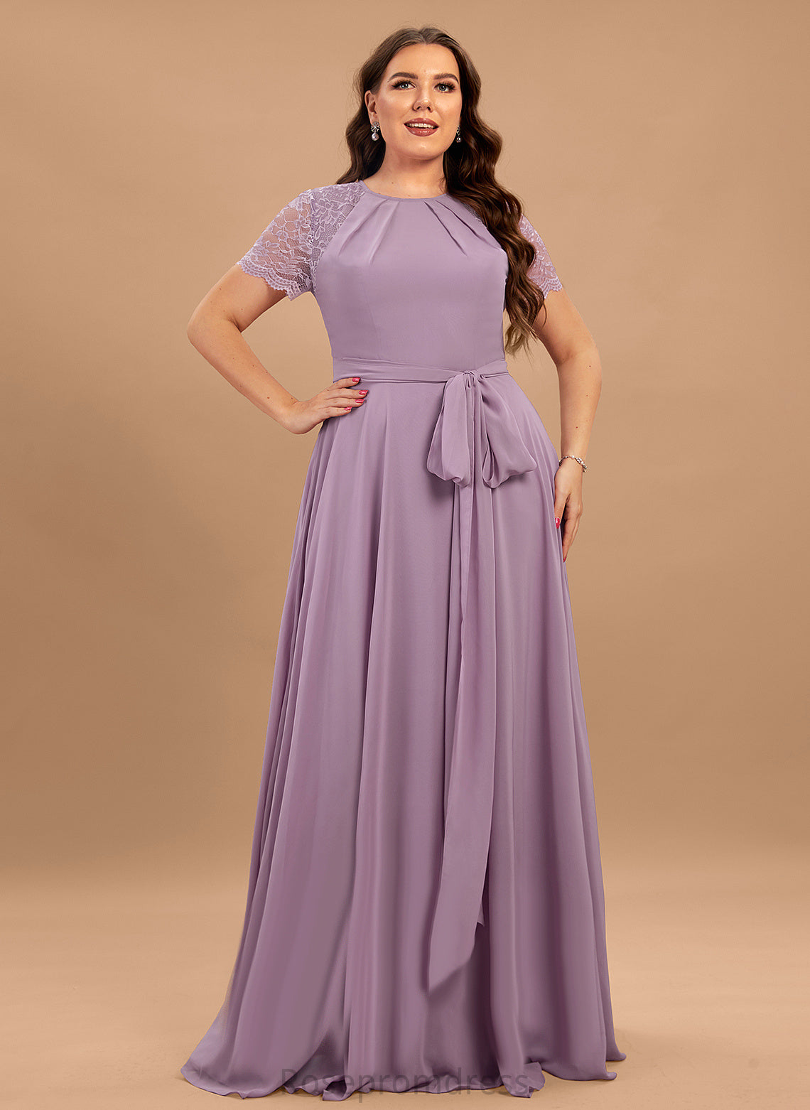 Lace Scoop A-line Straps&Sleeves Fabric Neckline Floor-Length Length Silhouette Kaylie Bridesmaid Dresses