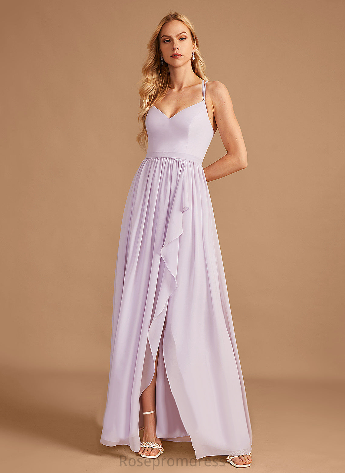 Asymmetrical Length A-line Fabric Neckline Silhouette Straps&Sleeves V-Neck Jacey Scoop Natural Waist A-Line/Princess Bridesmaid Dresses