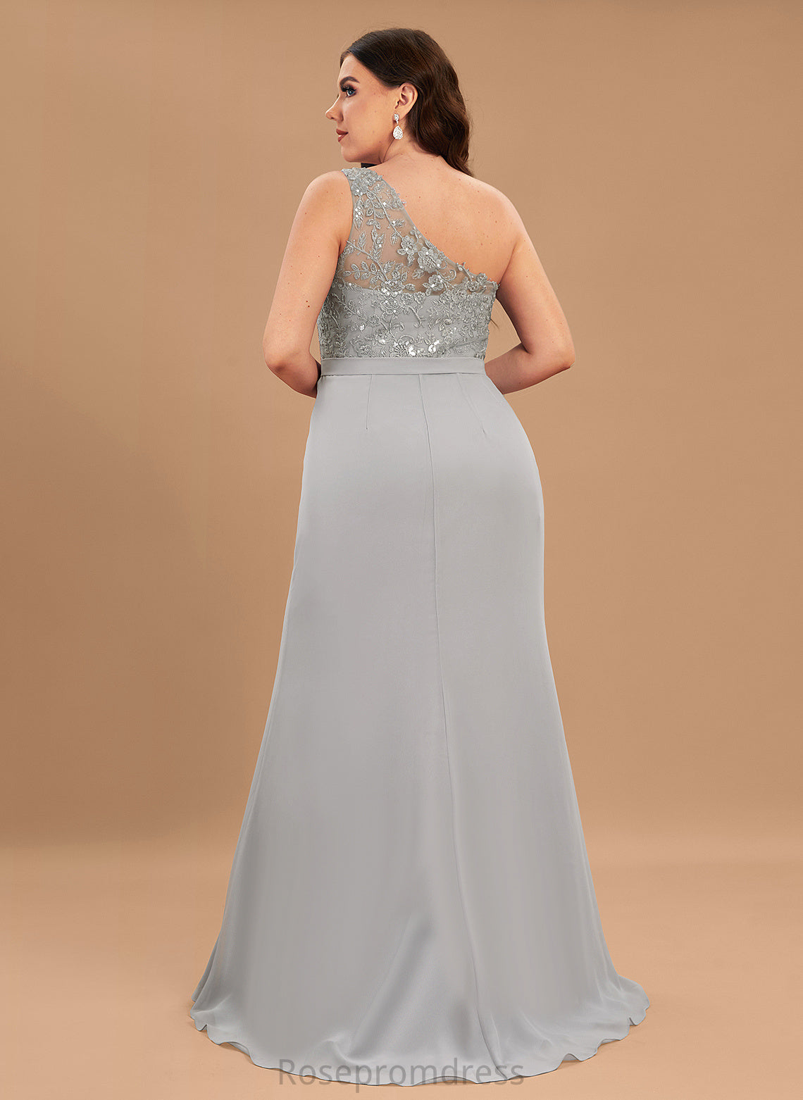 Sequins Neckline Embellishment One-Shoulder Fabric SweepTrain Length Silhouette Trumpet/Mermaid Haven Bridesmaid Dresses