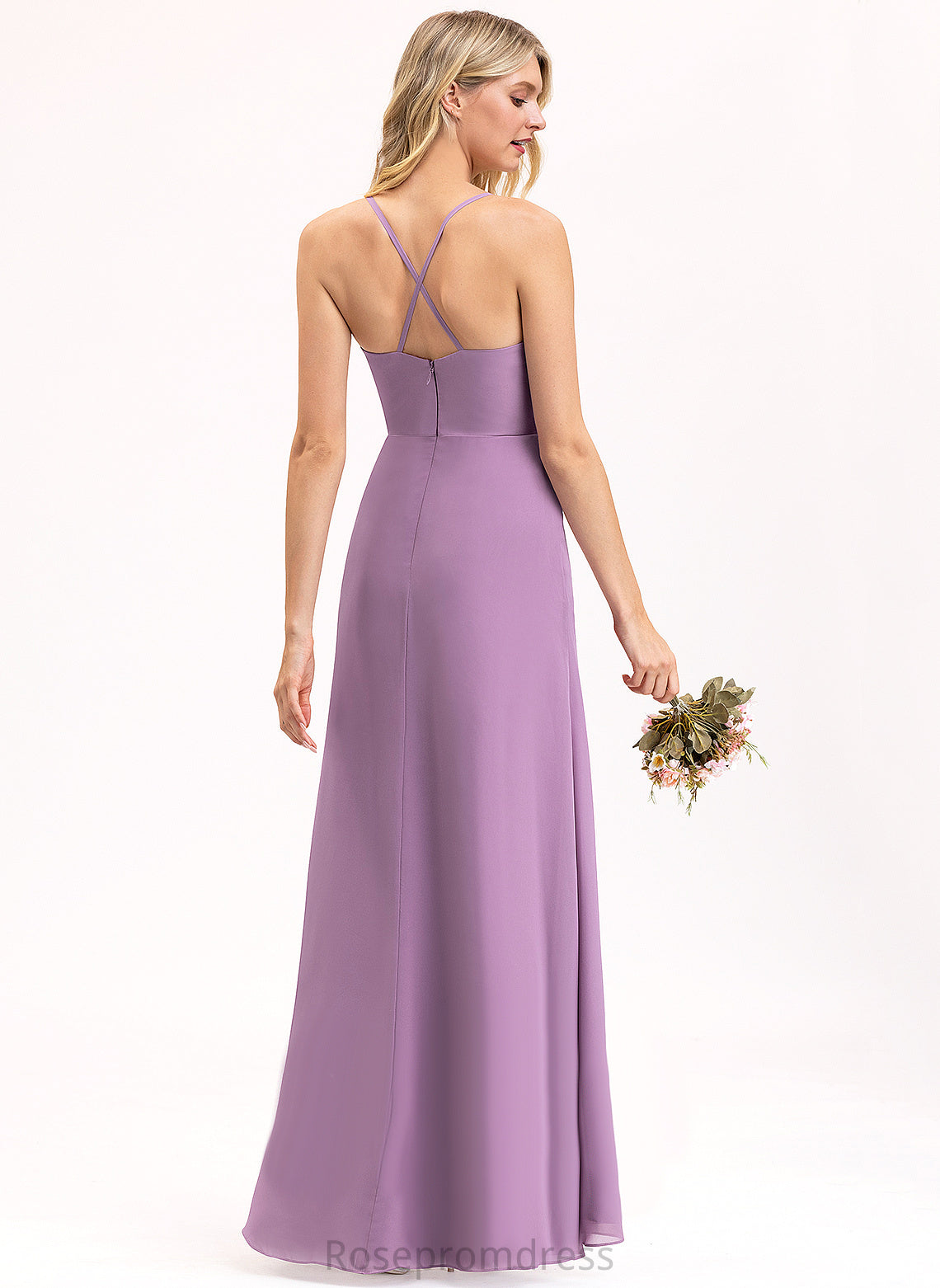 Straps&Sleeves A-line Neckline Length Silhouette Fabric Floor-Length V-Neck Lindsey Floor Length Sleeveless Natural Waist Bridesmaid Dresses