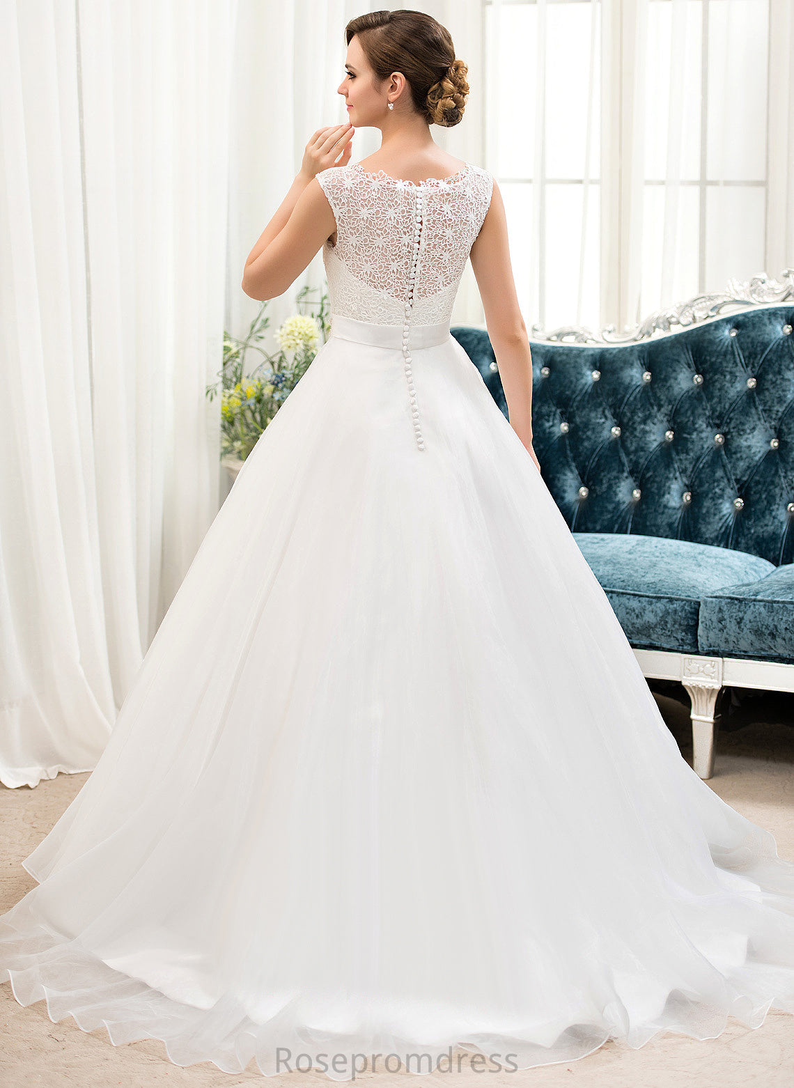 Ball-Gown/Princess Wedding Dresses Beading Sweep Dress Organza With Arielle Lace Wedding Train Satin Sequins