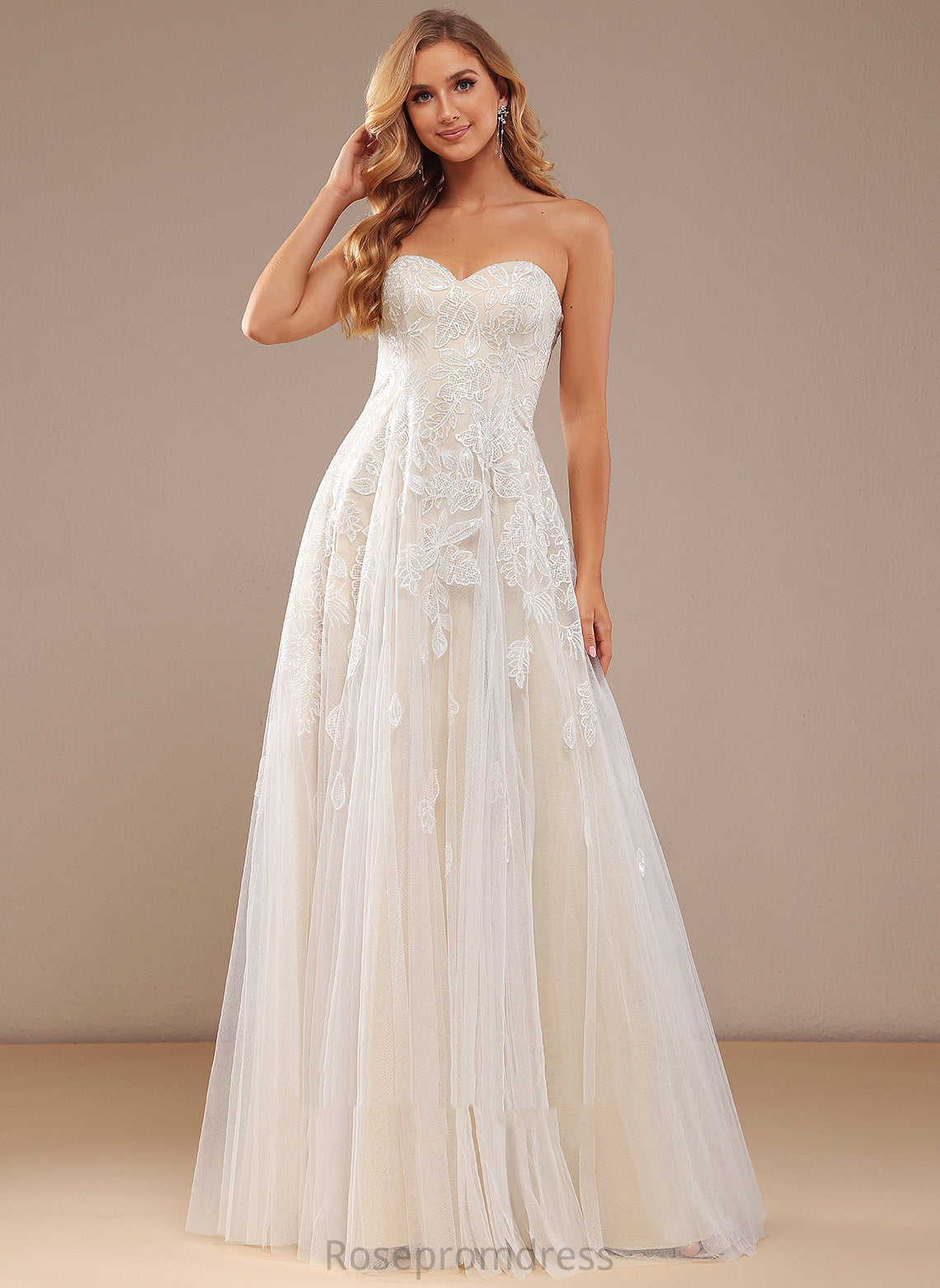 Dress Lace Floor-Length Sequins Wedding Dresses Sweetheart Wedding With Pru A-Line