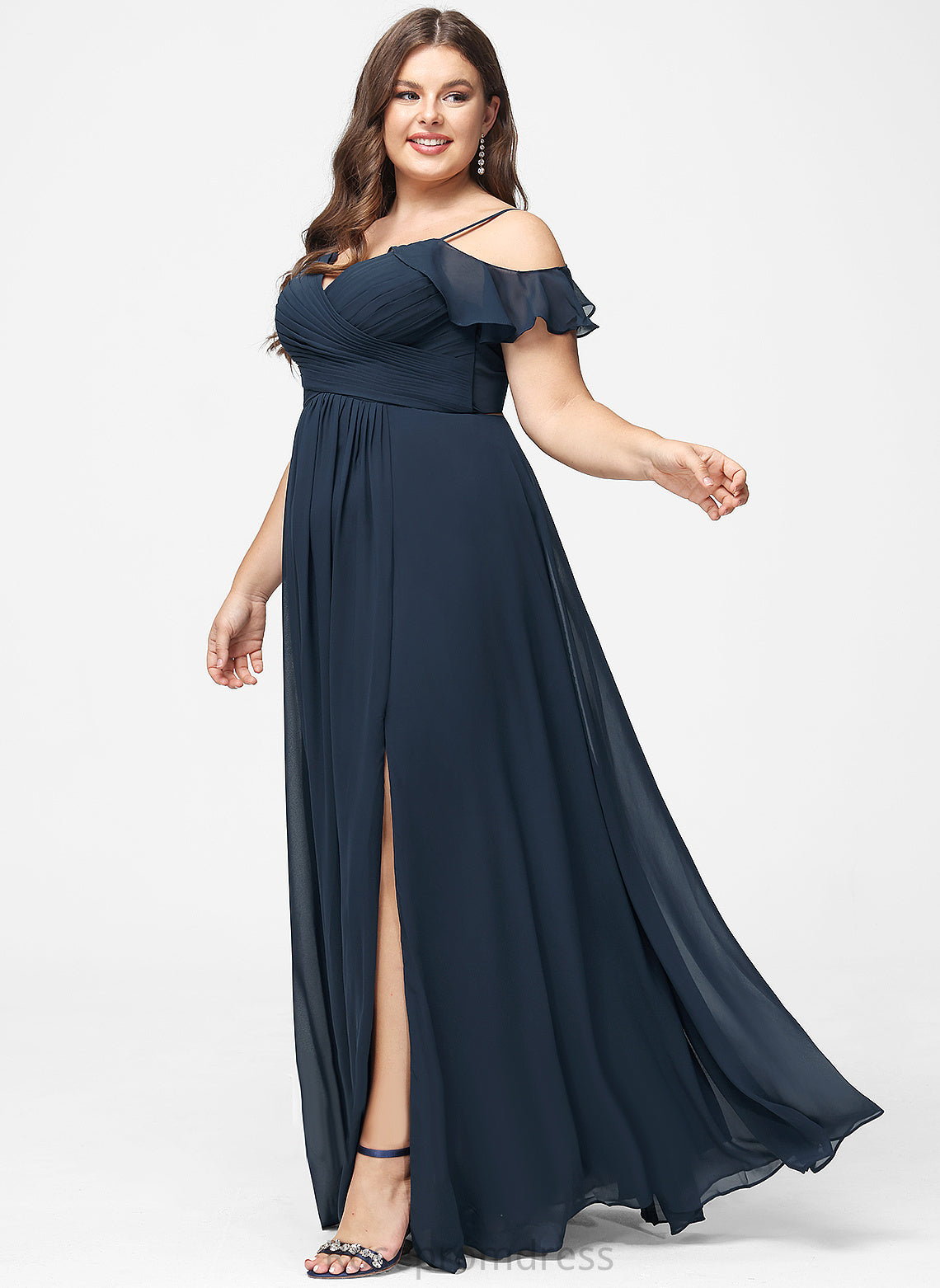 Fabric Floor-Length V-Neck Straps&Sleeves Silhouette A-line Neckline Length Eden A-Line/Princess Off The Shoulder Sleeveless Bridesmaid Dresses