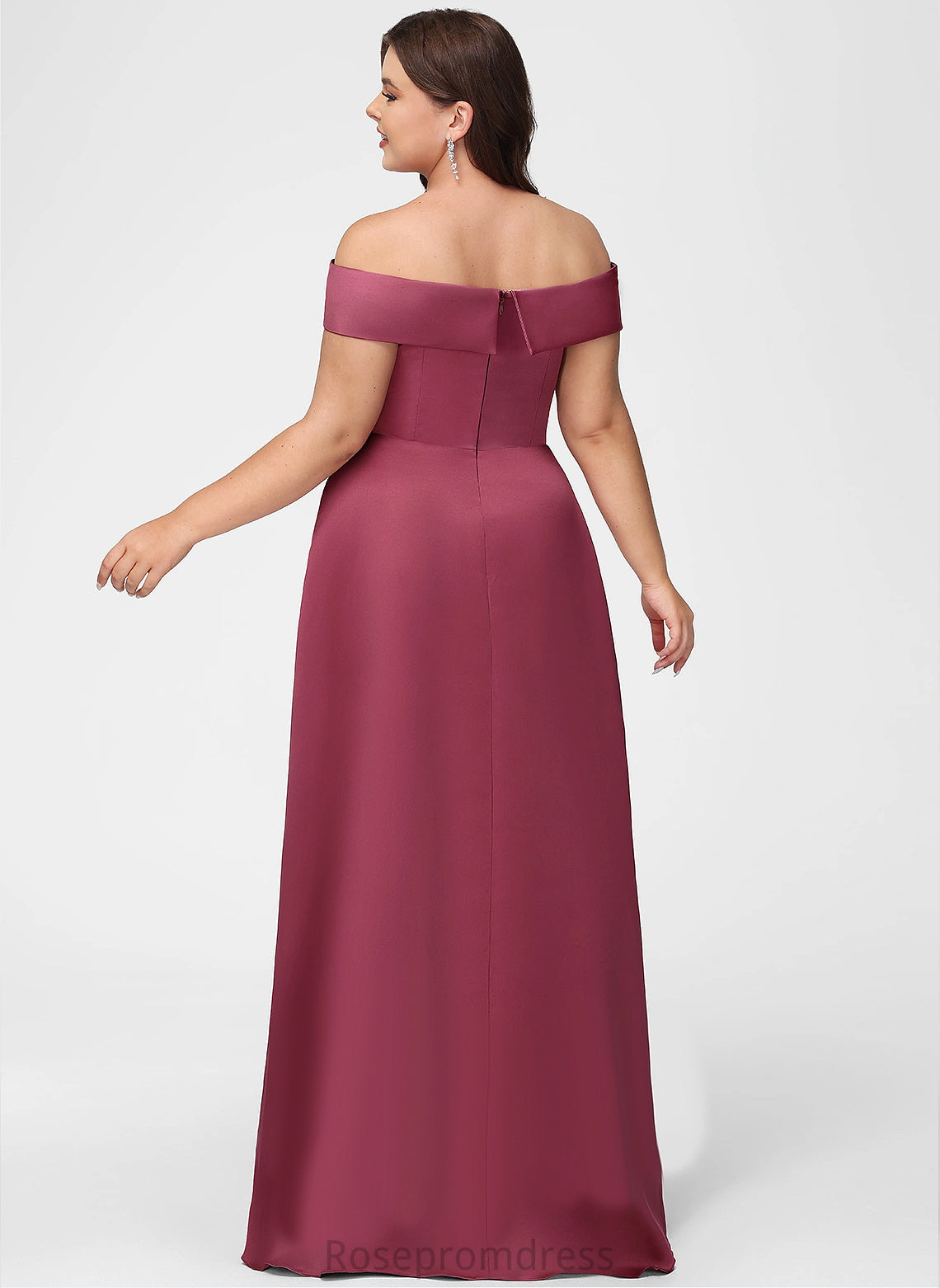 Silhouette Fabric Floor-Length Length Straps&Sleeves Neckline Satin A-line OfftheShoulder Ursula Bridesmaid Dresses