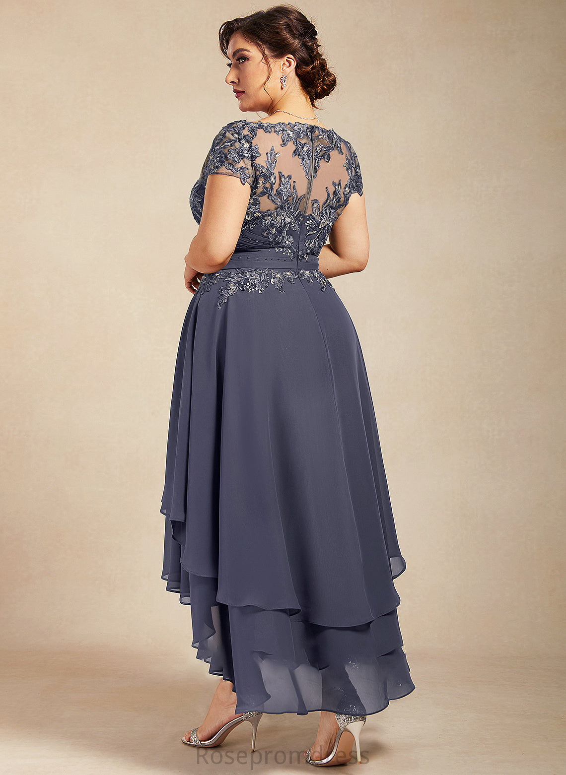 of A-Line With Neck Bride Lace Chiffon Beading the Asymmetrical Mother of the Bride Dresses Mother Dress Kaitlynn Scoop