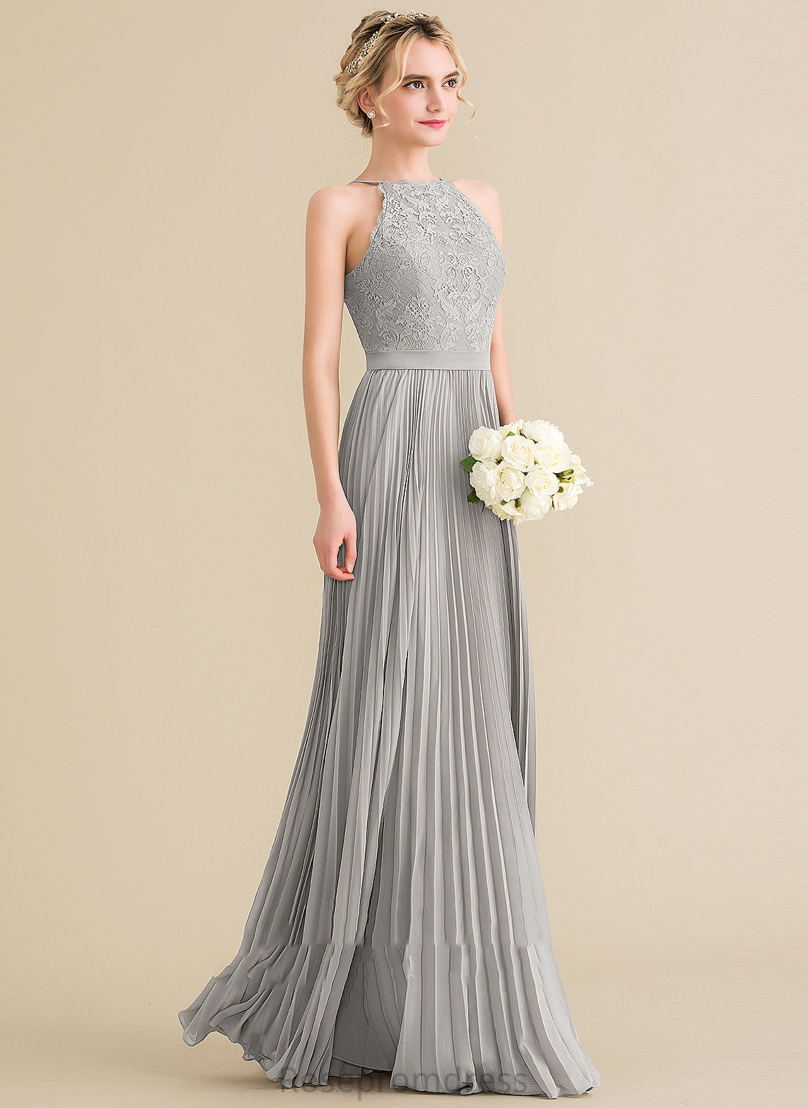 Length Embellishment Fabric Floor-Length A-Line Scoop Neckline Silhouette Pleated Helena Sleeveless Floor Length Bridesmaid Dresses