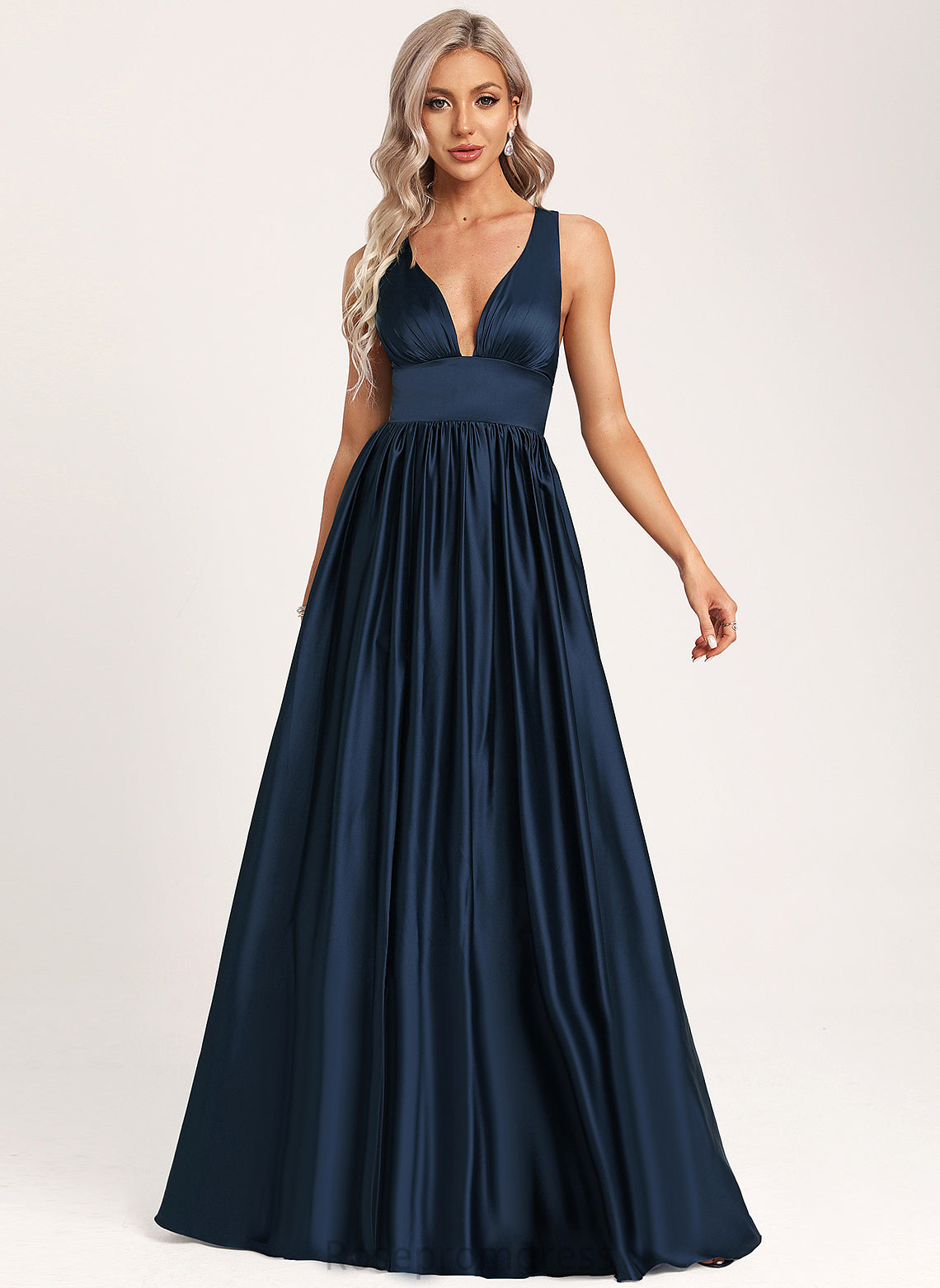 Length Straps&Sleeves Satin V-neck Floor-Length A-Line Fabric Neckline Silhouette Sofia Floor Length Sleeveless Bridesmaid Dresses