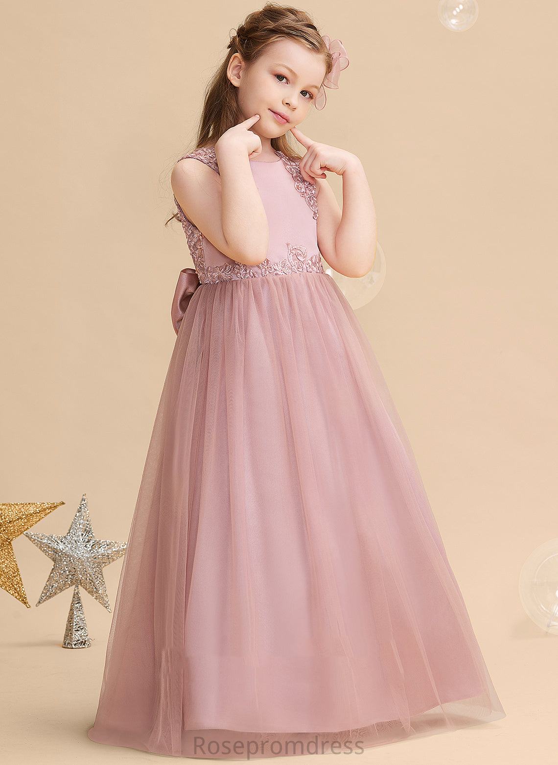 Flower Satin/Tulle/Lace - Floor-length Girl Flower Girl Dresses With Ball-Gown/Princess Sleeveless Beading/Sequins Lina Scoop Neck Dress