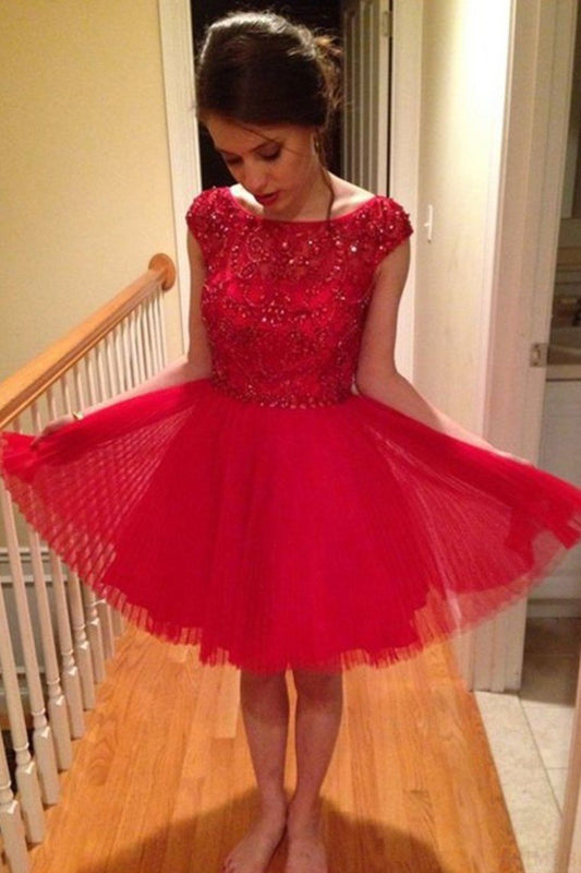 2024 New Homecoming Dresses Scoop Short/Mini Tulle With Beading