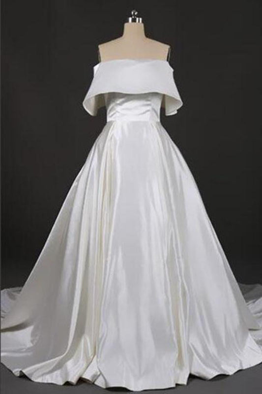 Gorgeous Strapless Ball Gown Long Wedding Dresses, Off The Shoulder Bridal Dresses