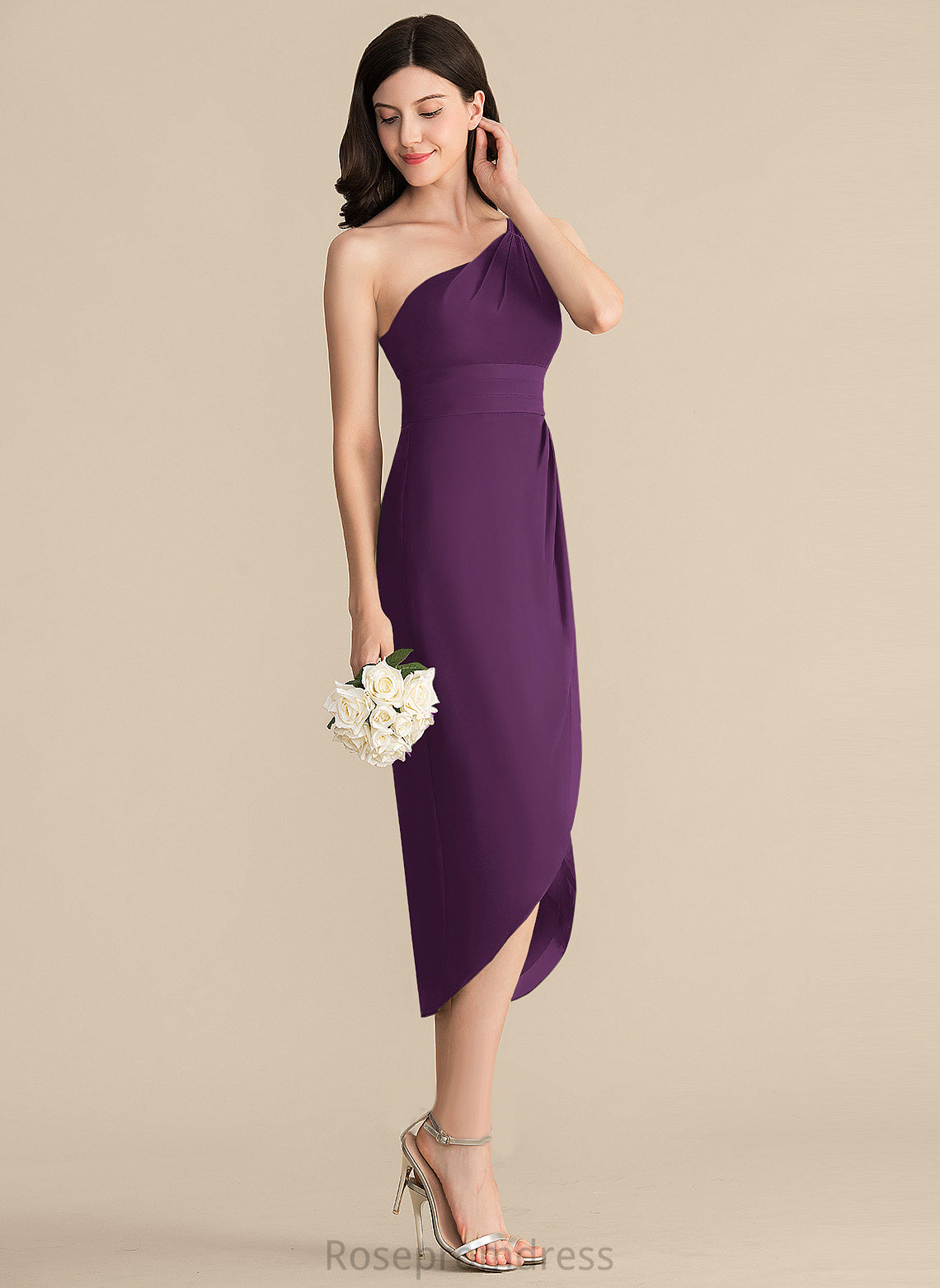 Cocktail Ruffle With Asymmetrical Cocktail Dresses Chiffon Dress One-Shoulder Larissa Sheath/Column