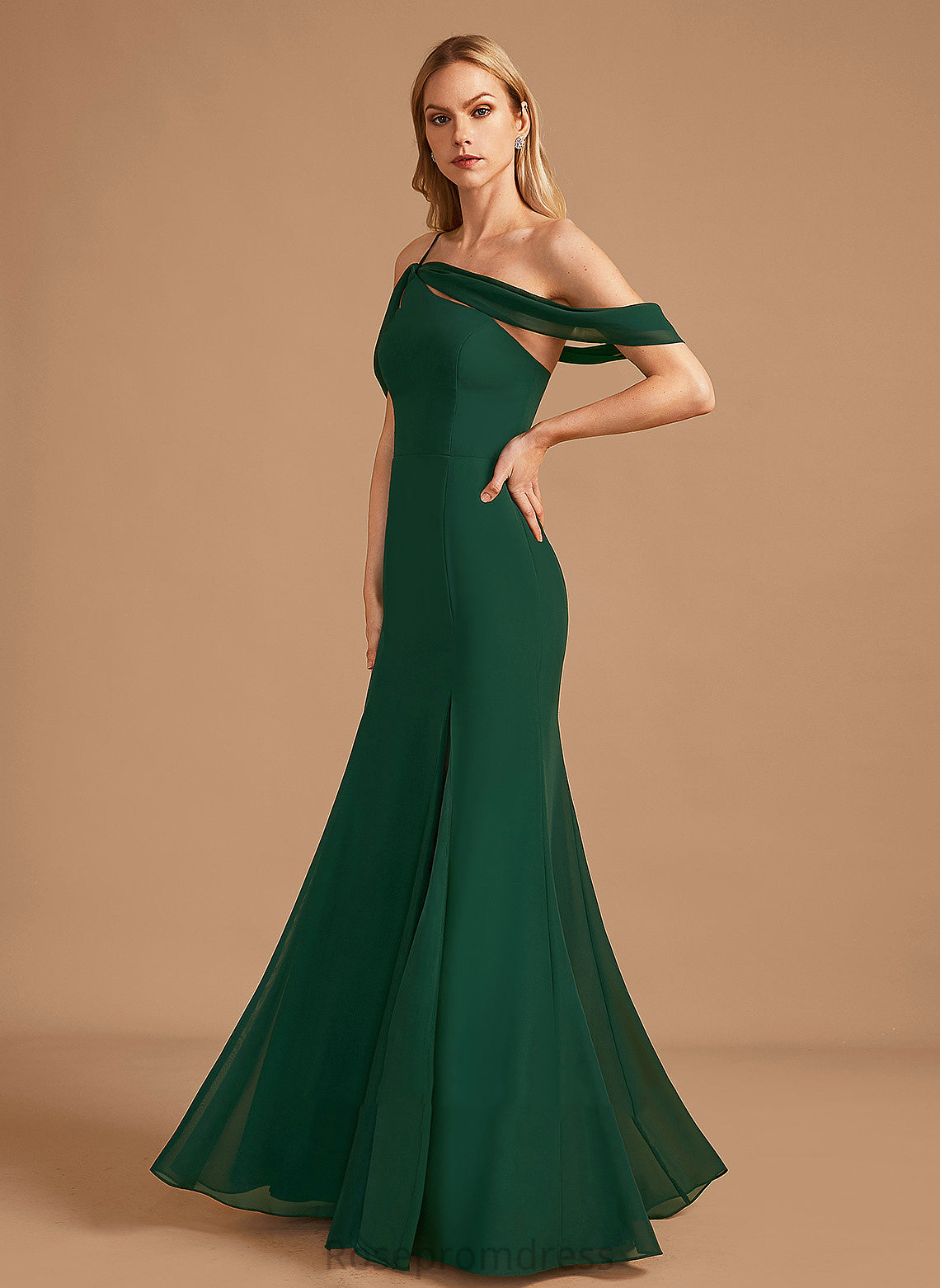 Trumpet/Mermaid Length Floor-Length SplitFront One-Shoulder Fabric Embellishment Silhouette Neckline Karissa A-Line/Princess Sleeveless Bridesmaid Dresses