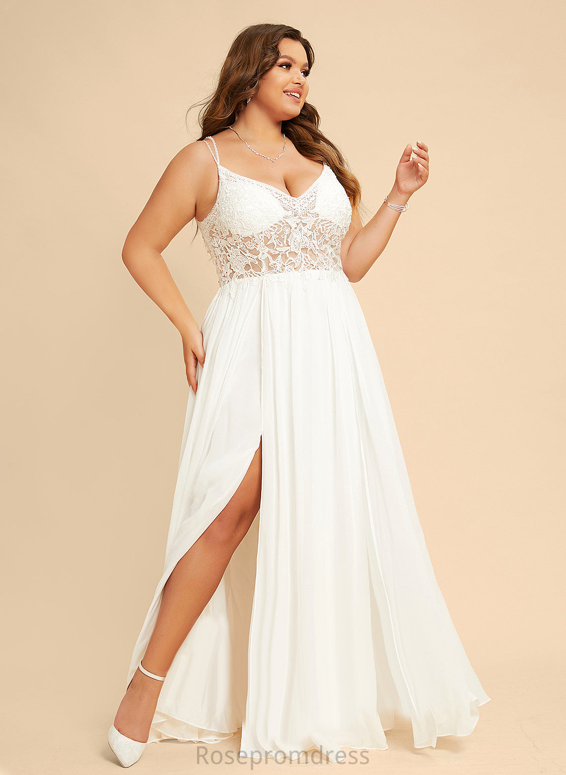 Wedding V-neck With Chiffon Keely Wedding Dresses Dress A-Line Beading Lace Floor-Length