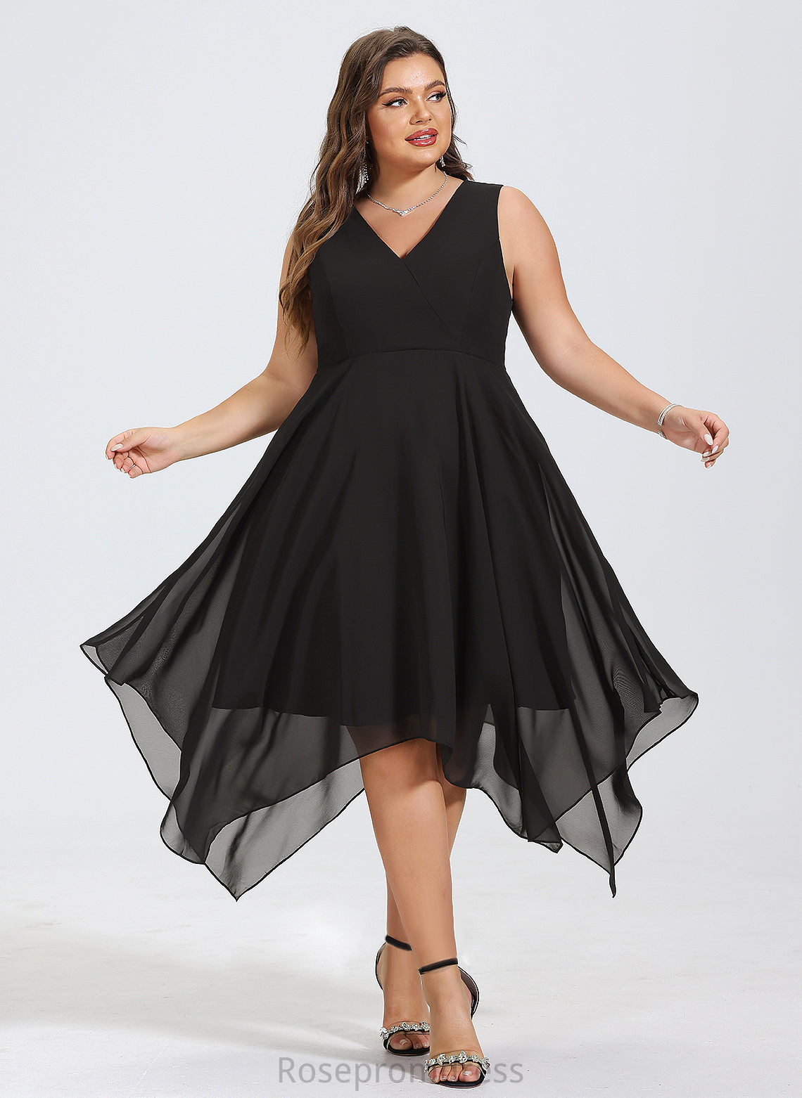 Dress V-neck Asymmetrical Chiffon A-Line Cocktail Dresses Bianca Cocktail